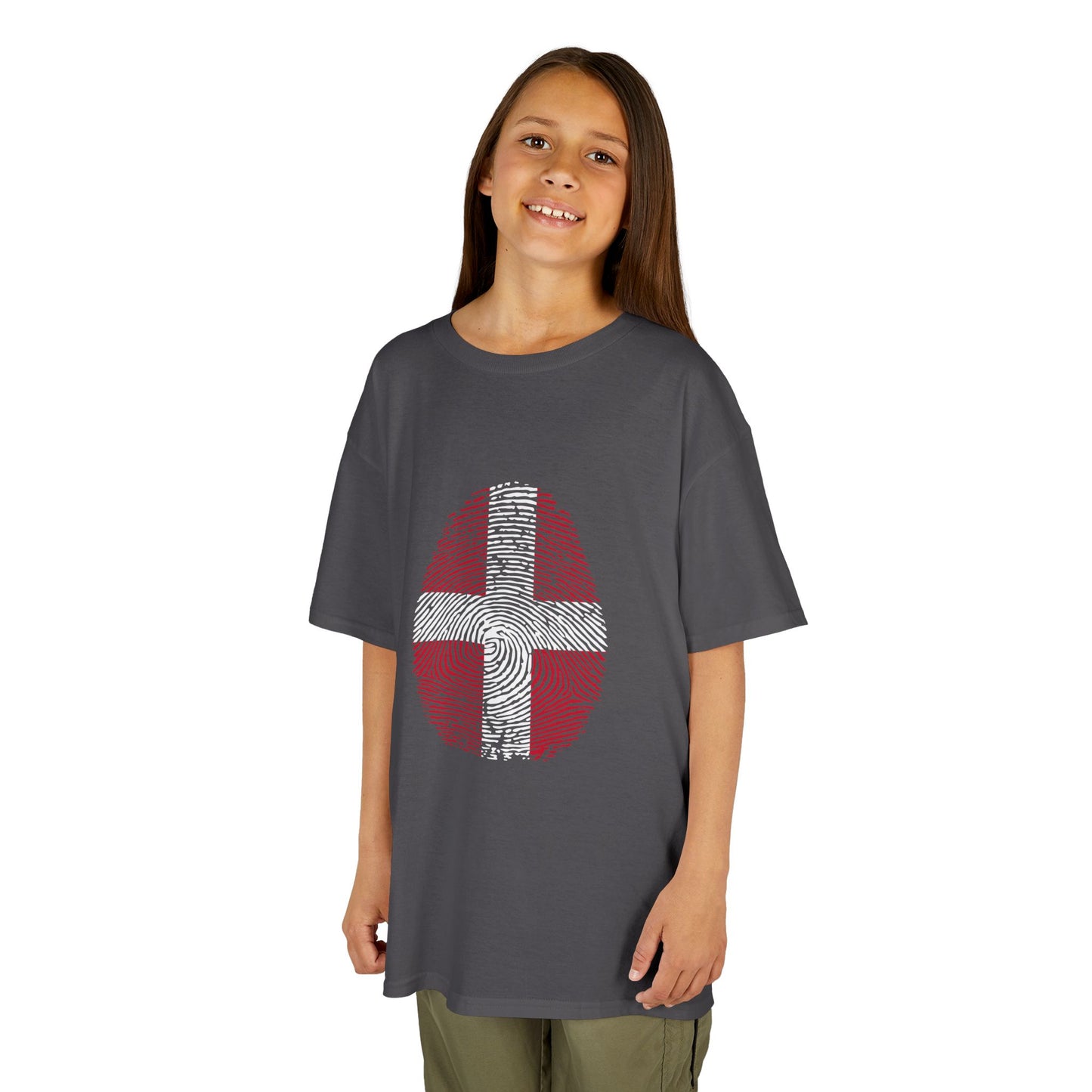 DENMARK Fingerprint flag Soccer World Cup Fan T-Shirt (KIDS - UNISEX)