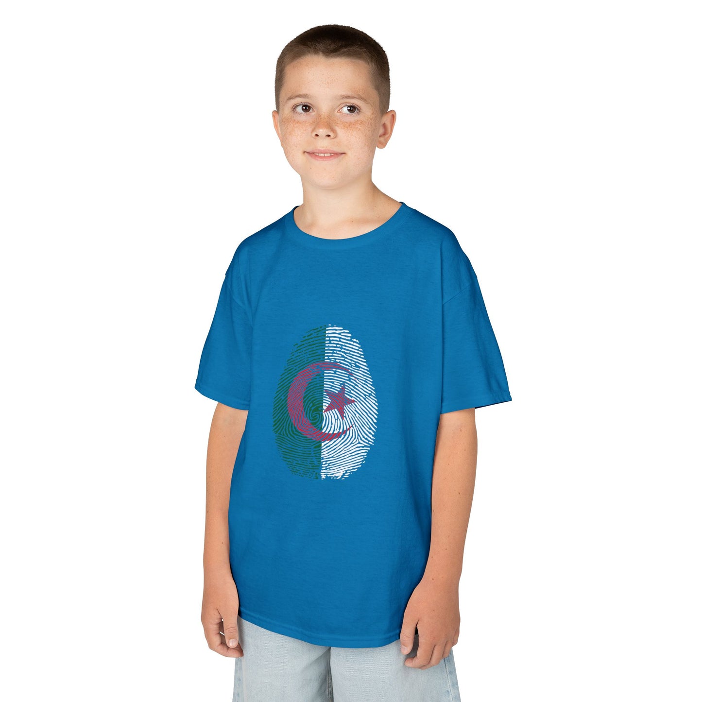 ALGERIA Fingerprint flag Soccer World Cup Fan T-Shirt (KIDS - UNISEX)