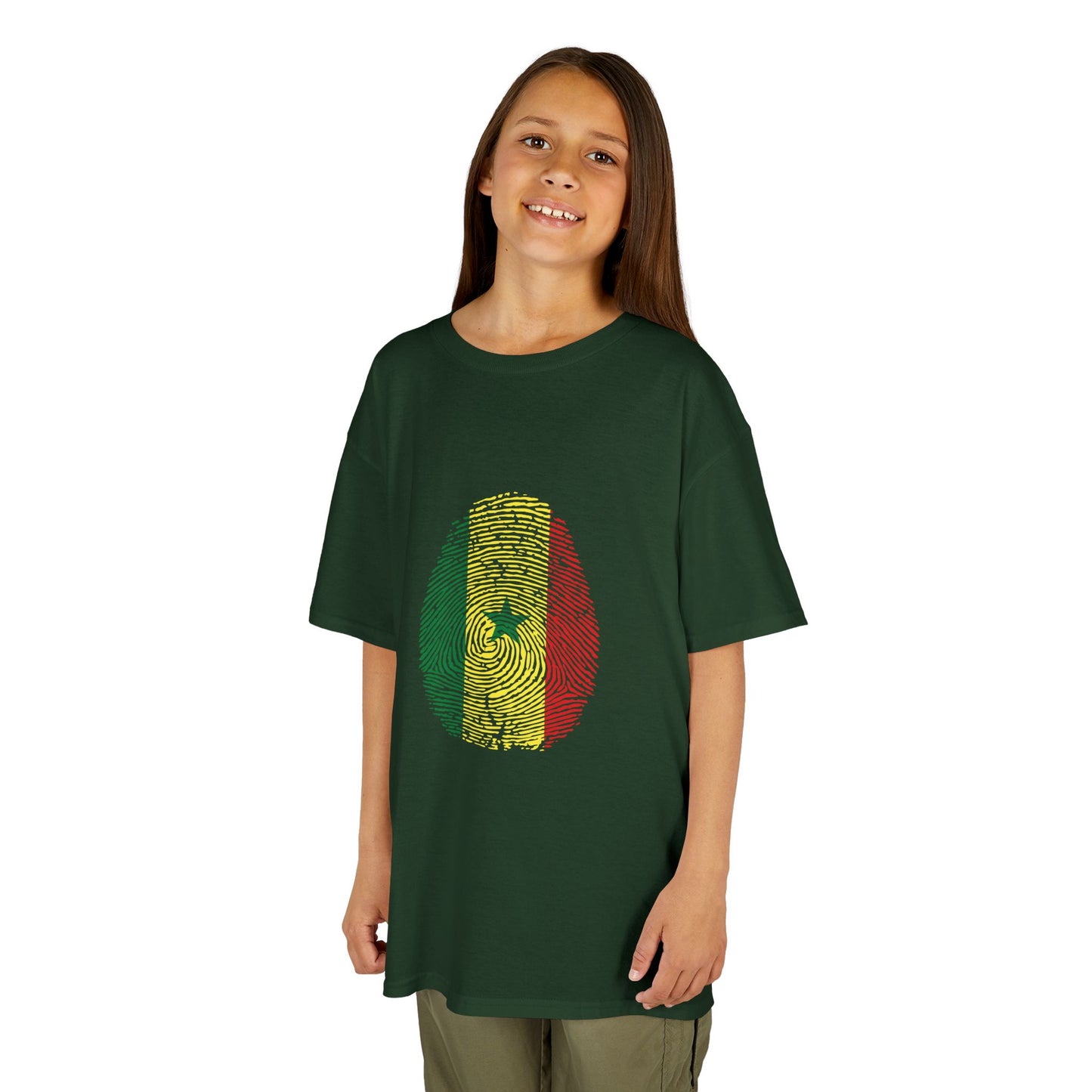 SENEGAL Fingerprint flag Soccer World Cup Fan T-Shirt (KIDS - UNISEX)