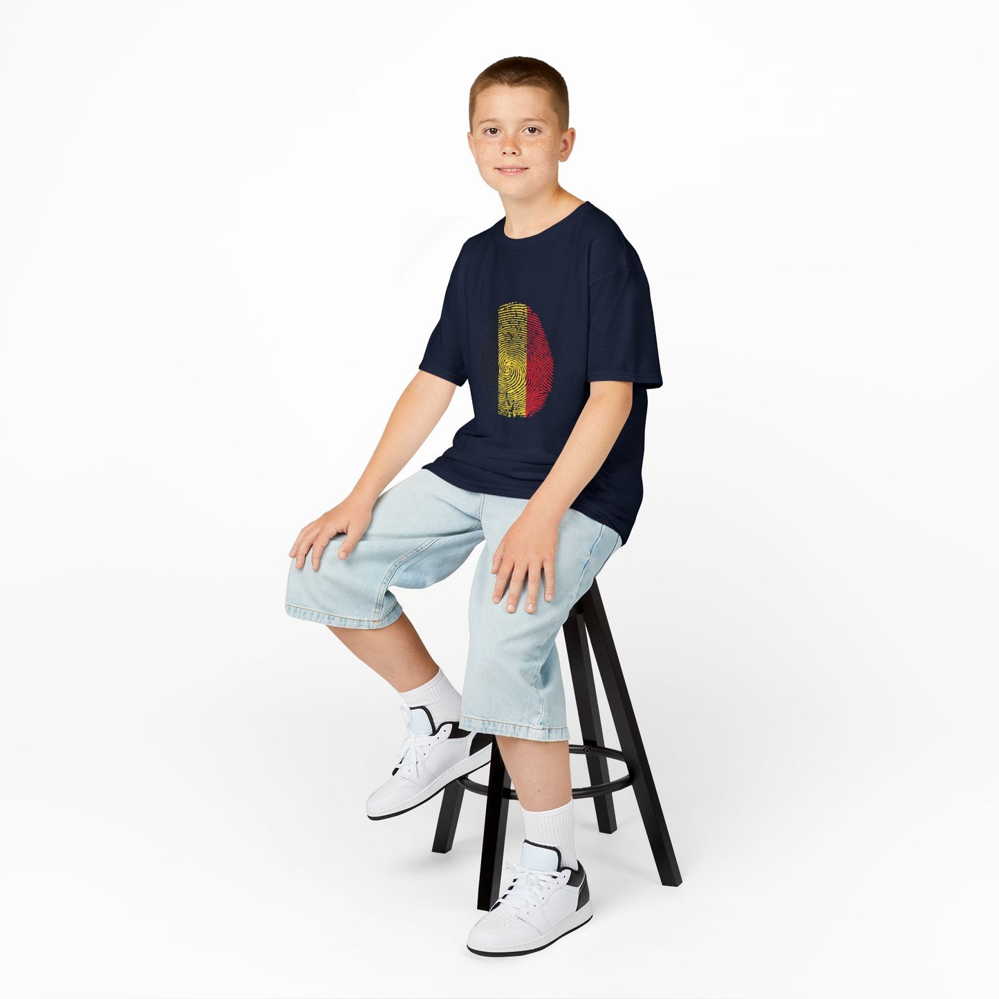 BELGIUM Fingerprint flag Soccer World Cup Fan T-Shirt (KIDS - UNISEX)