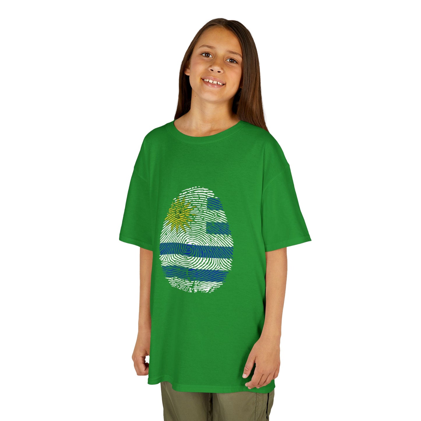 URUGUAY Fingerprint flag Soccer World Cup Fan T-Shirt (KIDS - UNISEX)