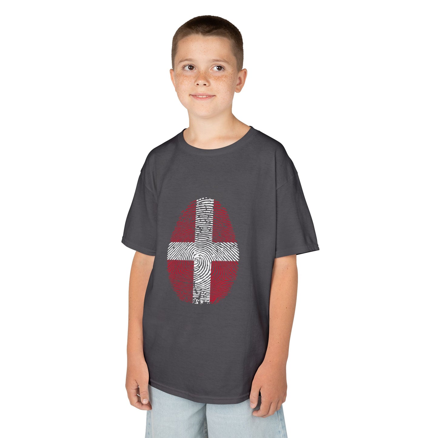 DENMARK Fingerprint flag Soccer World Cup Fan T-Shirt (KIDS - UNISEX)