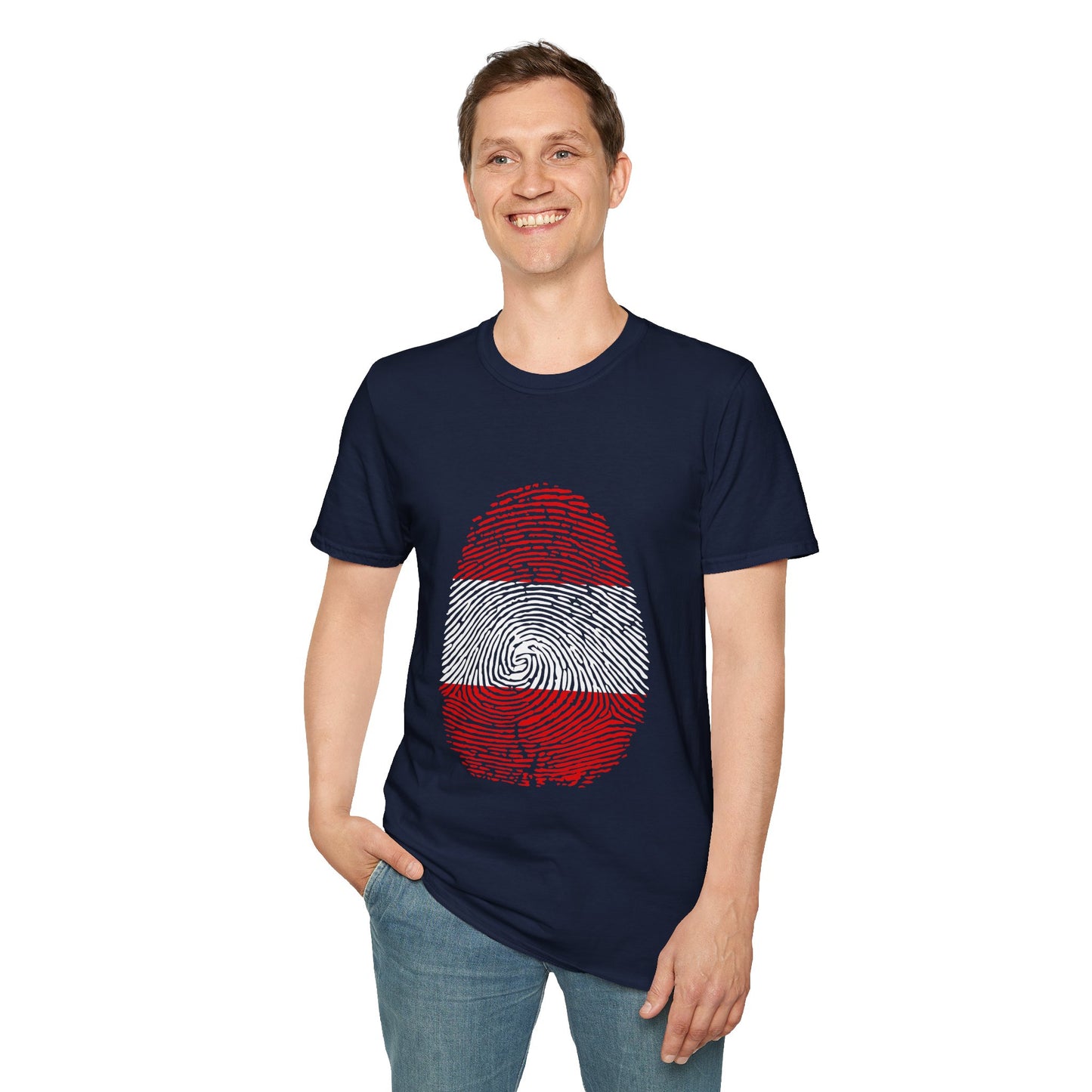 AUSTRIA Fingerprint flag Soccer World Cup Fan T-Shirt (MEN)