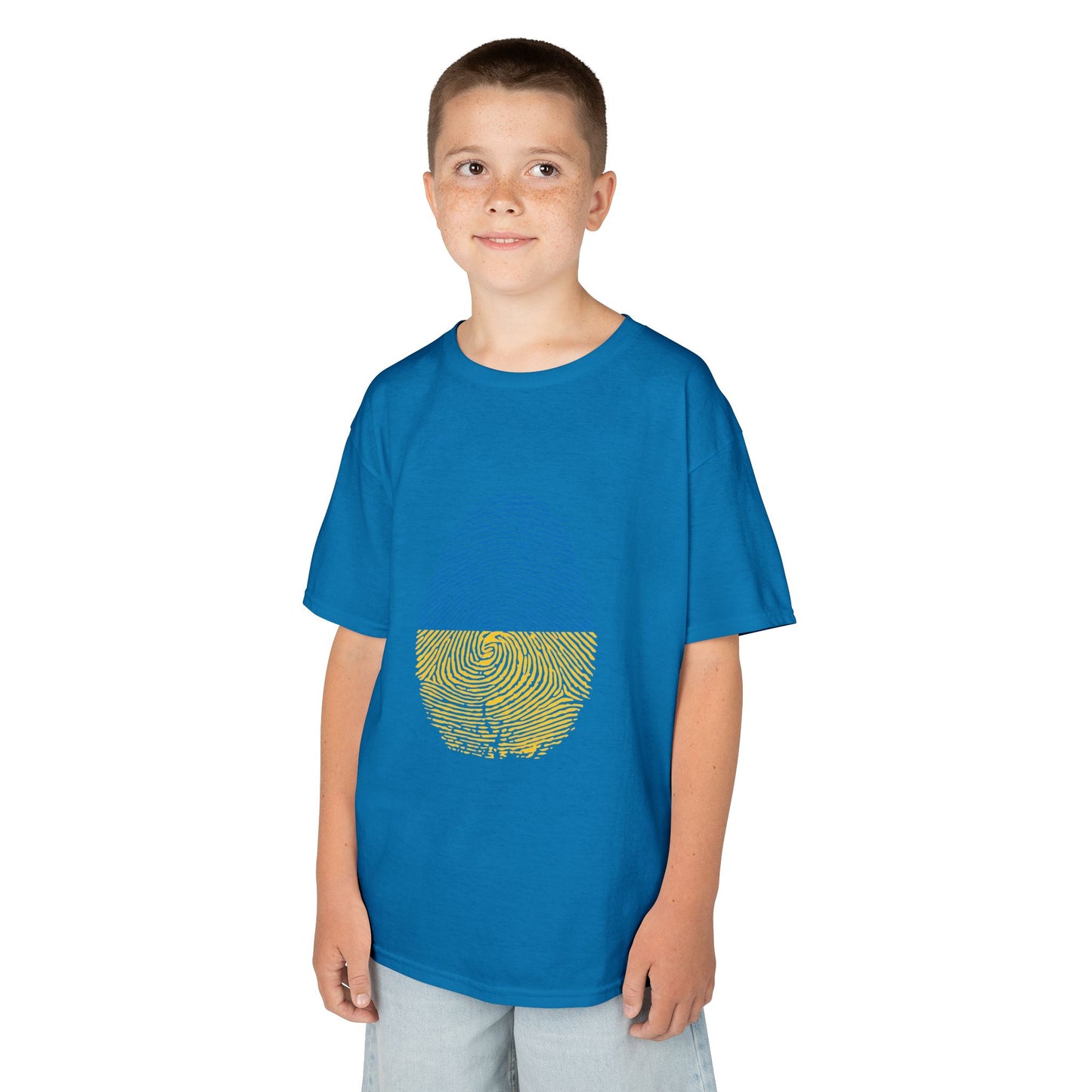 UKRAINE Fingerprint flag Soccer World Cup Fan T-Shirt (KIDS - UNISEX)