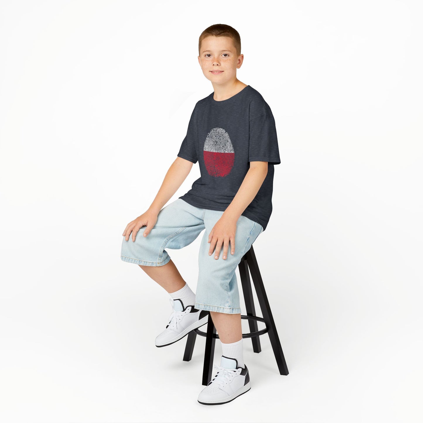 POLAND Fingerprint flag Soccer World Cup Fan T-Shirt (KIDS - UNISEX)