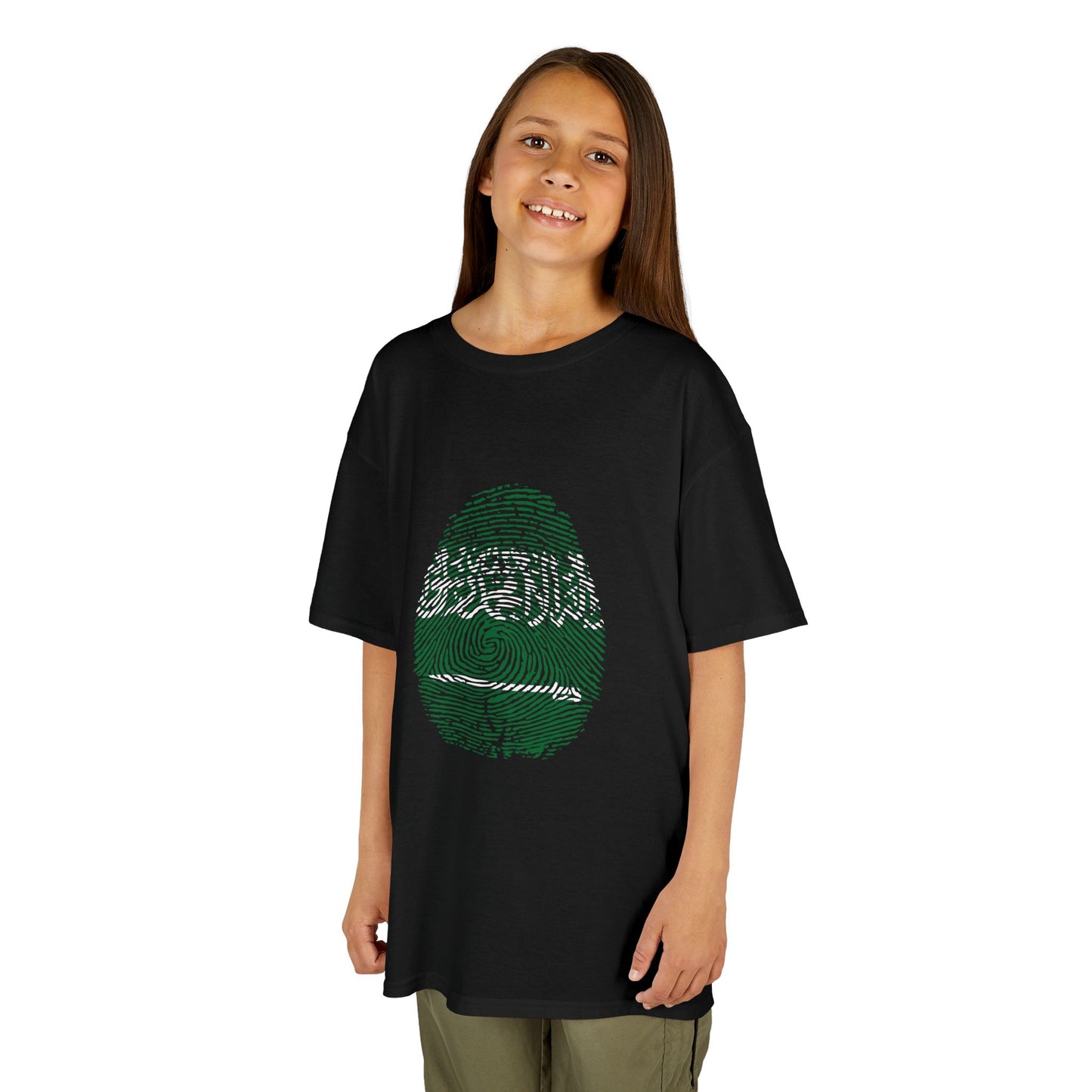 SAUDI ARABIA Fingerprint flag Soccer World Cup Fan T-Shirt (KIDS - UNISEX)
