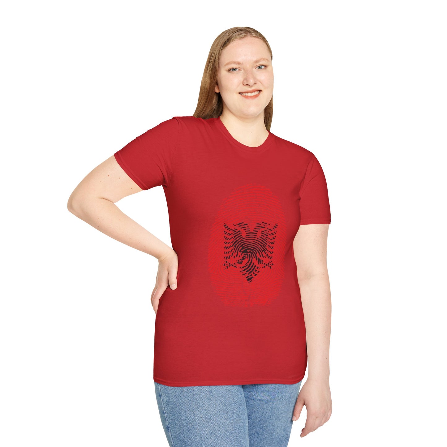 ALBANIA Fingerprint flag Soccer World Cup Fan T-Shirt (WOMEN)