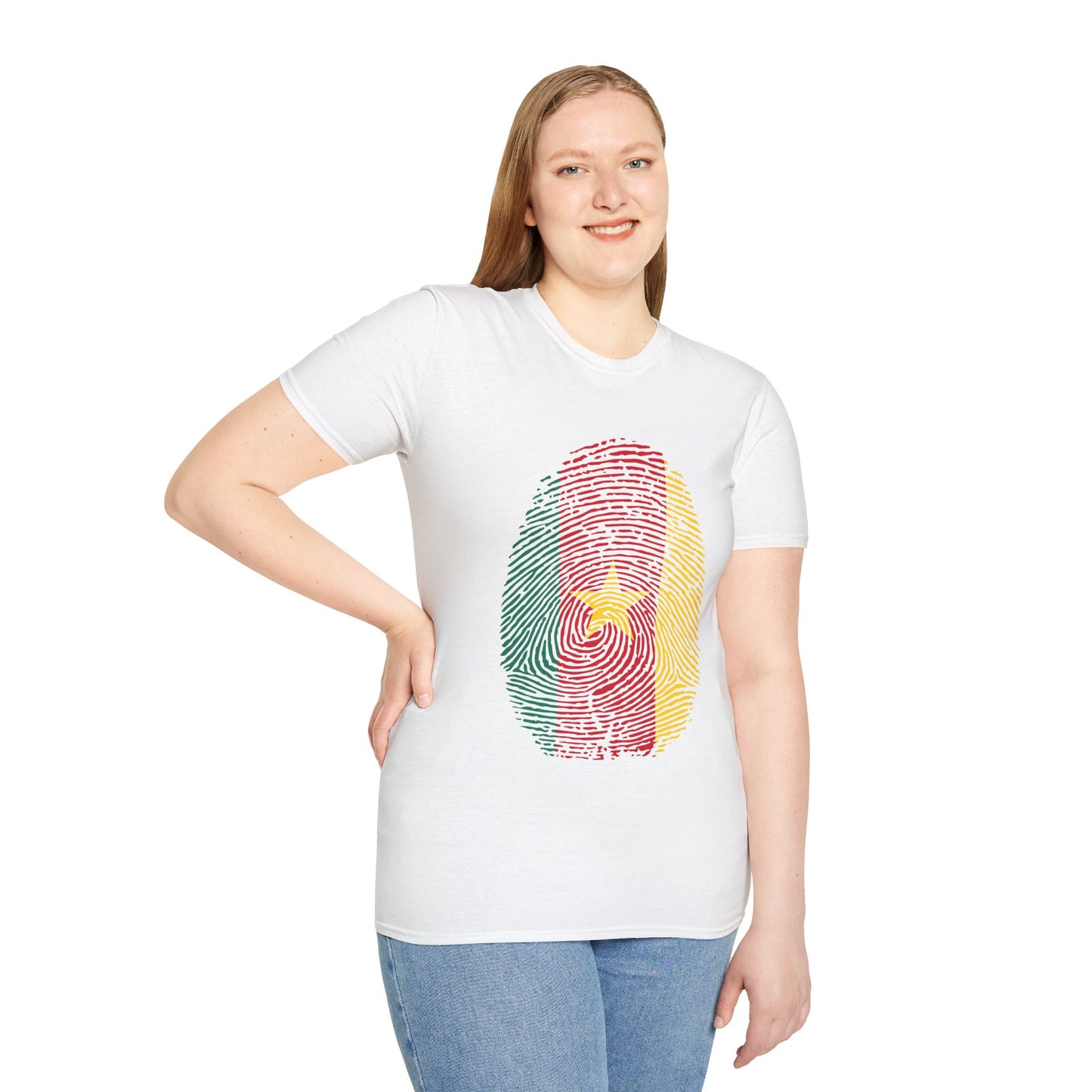 CAMEROON Fingerprint flag Soccer World Cup Fan T-Shirt (WOMEN)