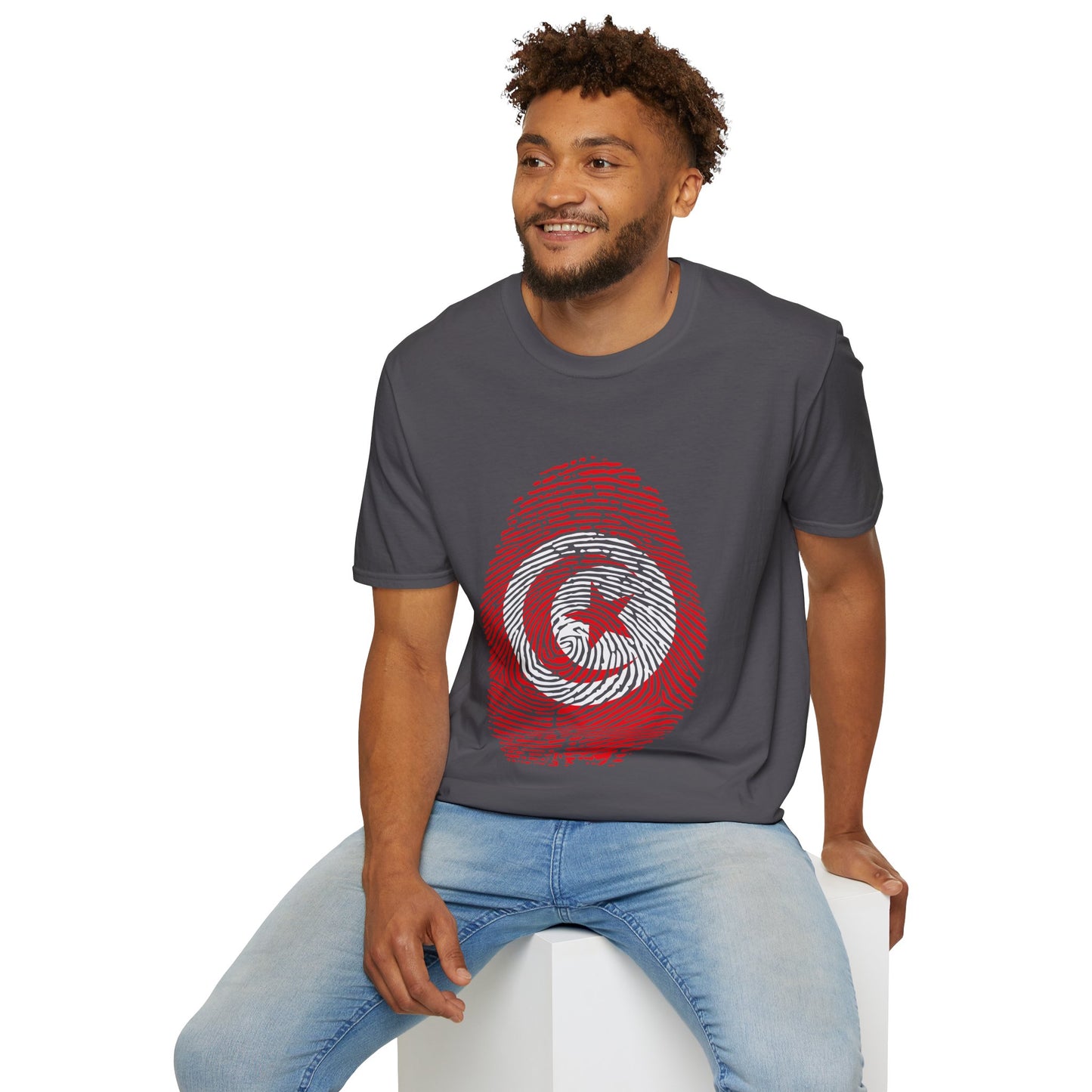 TUNISIA Fingerprint flag Soccer World Cup Fan T-Shirt (MEN)