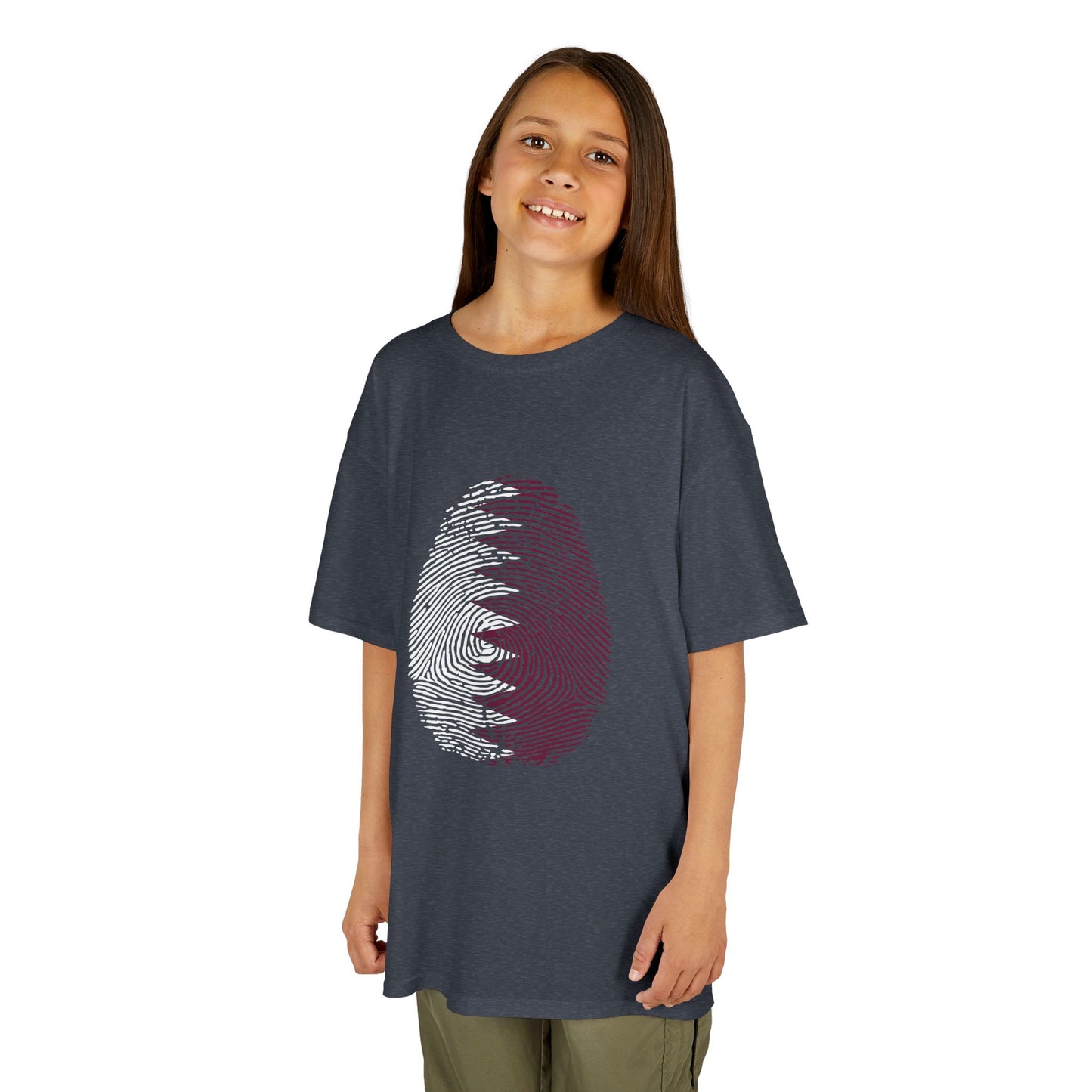 QATAR Fingerprint flag Soccer World Cup Fan T-Shirt (KIDS - UNISEX)