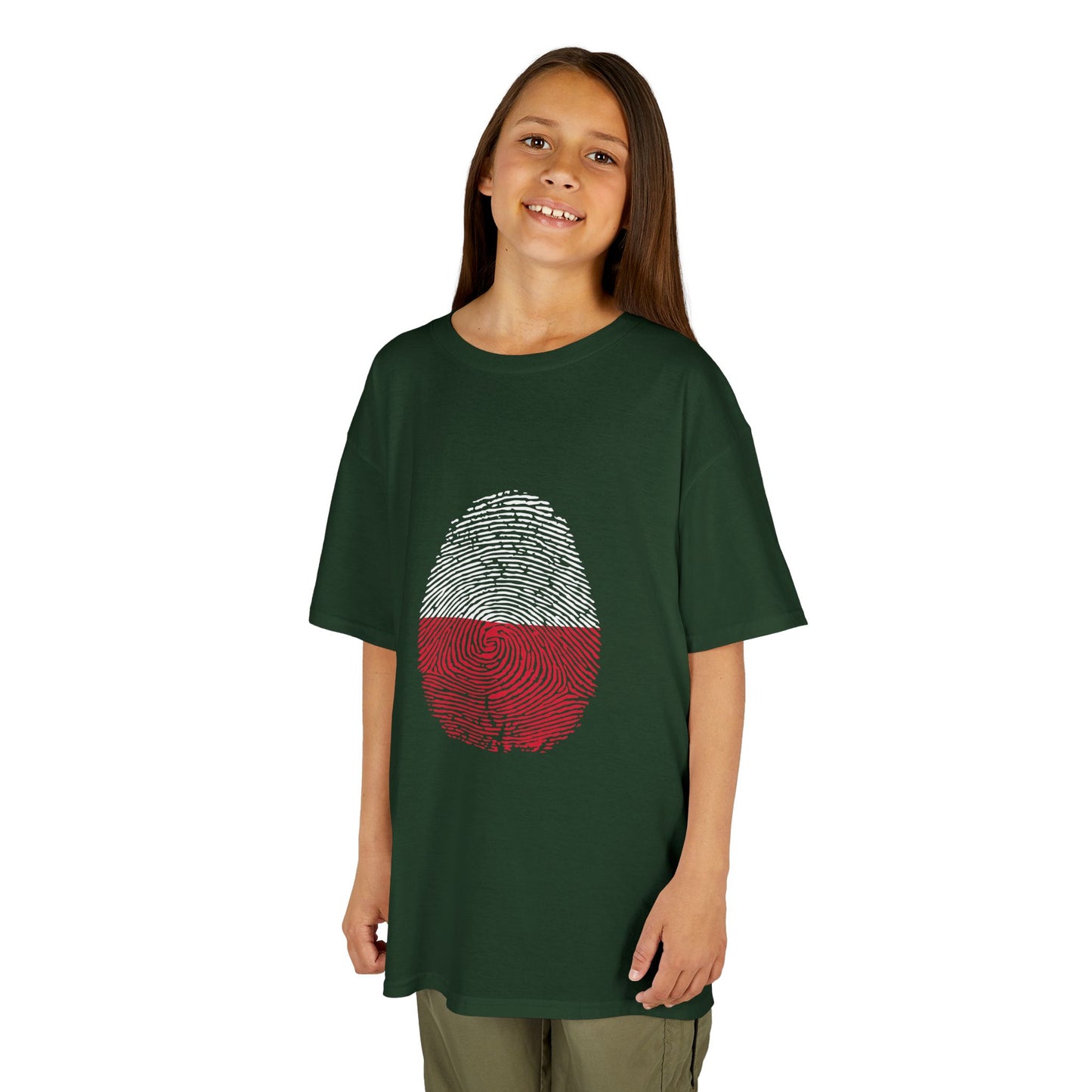 POLAND Fingerprint flag Soccer World Cup Fan T-Shirt (KIDS - UNISEX)