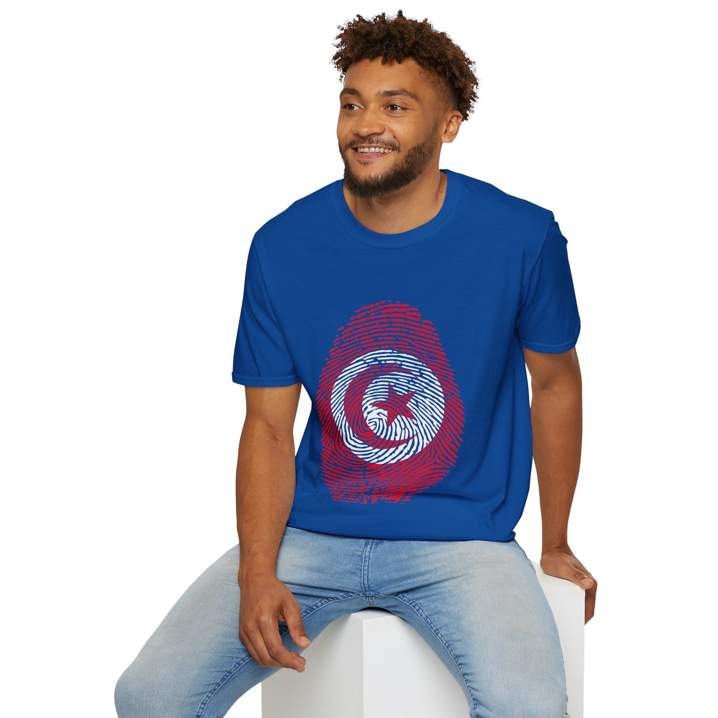 TUNISIA Fingerprint flag Soccer World Cup Fan T-Shirt (MEN)