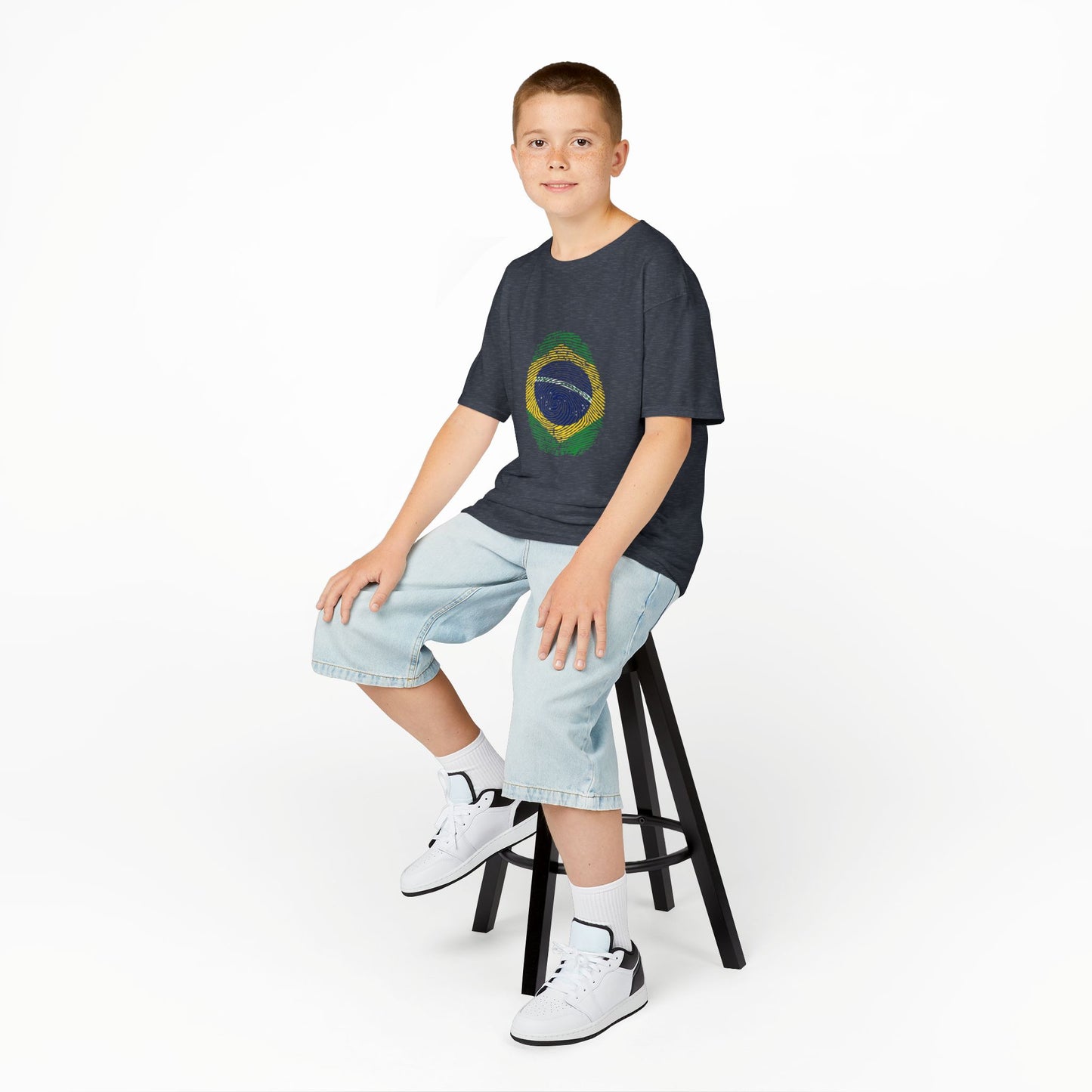 BRAZIL Fingerprint flag Soccer World Cup Fan T-Shirt (KIDS - UNISEX)