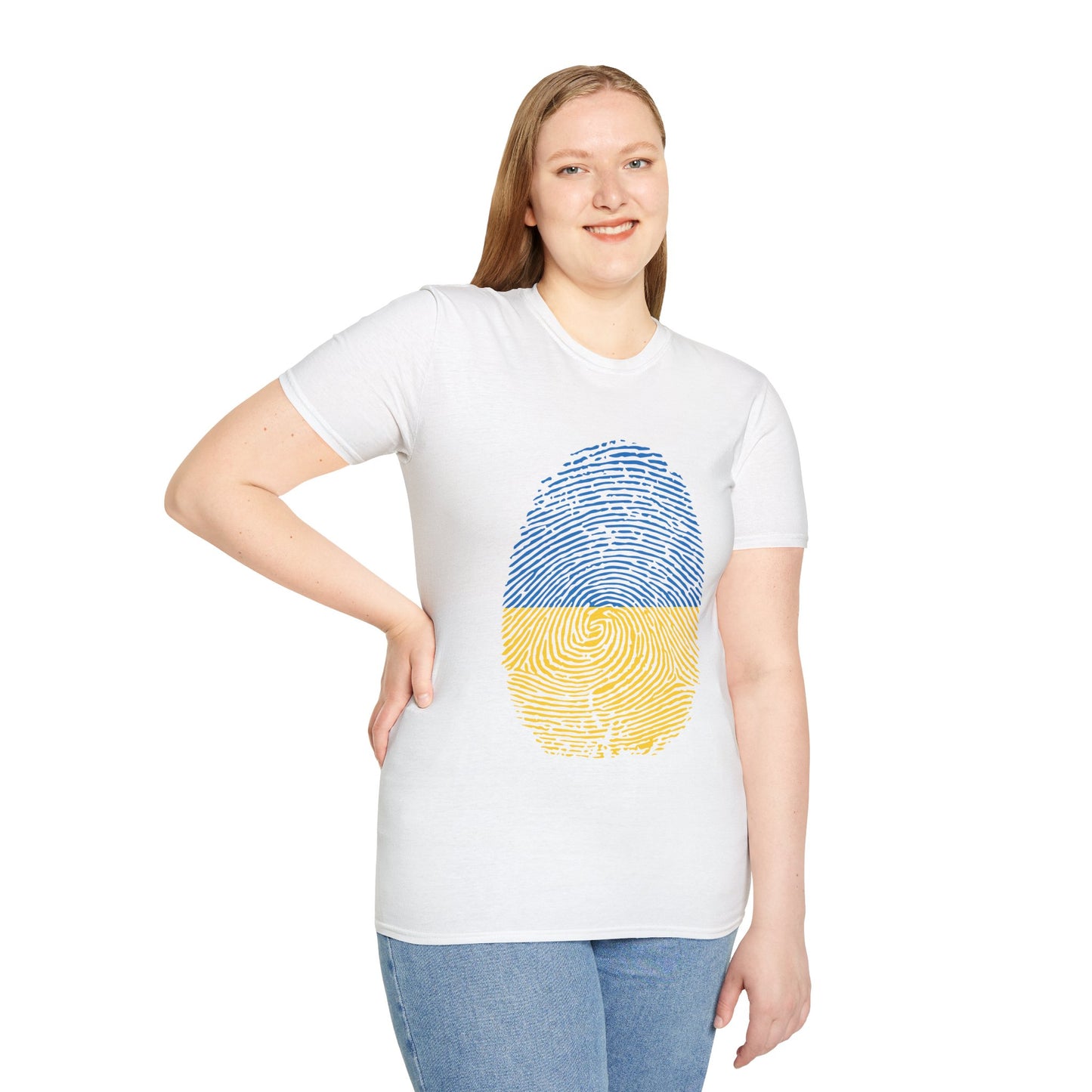 UKRAINE Fingerprint flag Soccer World Cup Fan T-Shirt (WOMEN)