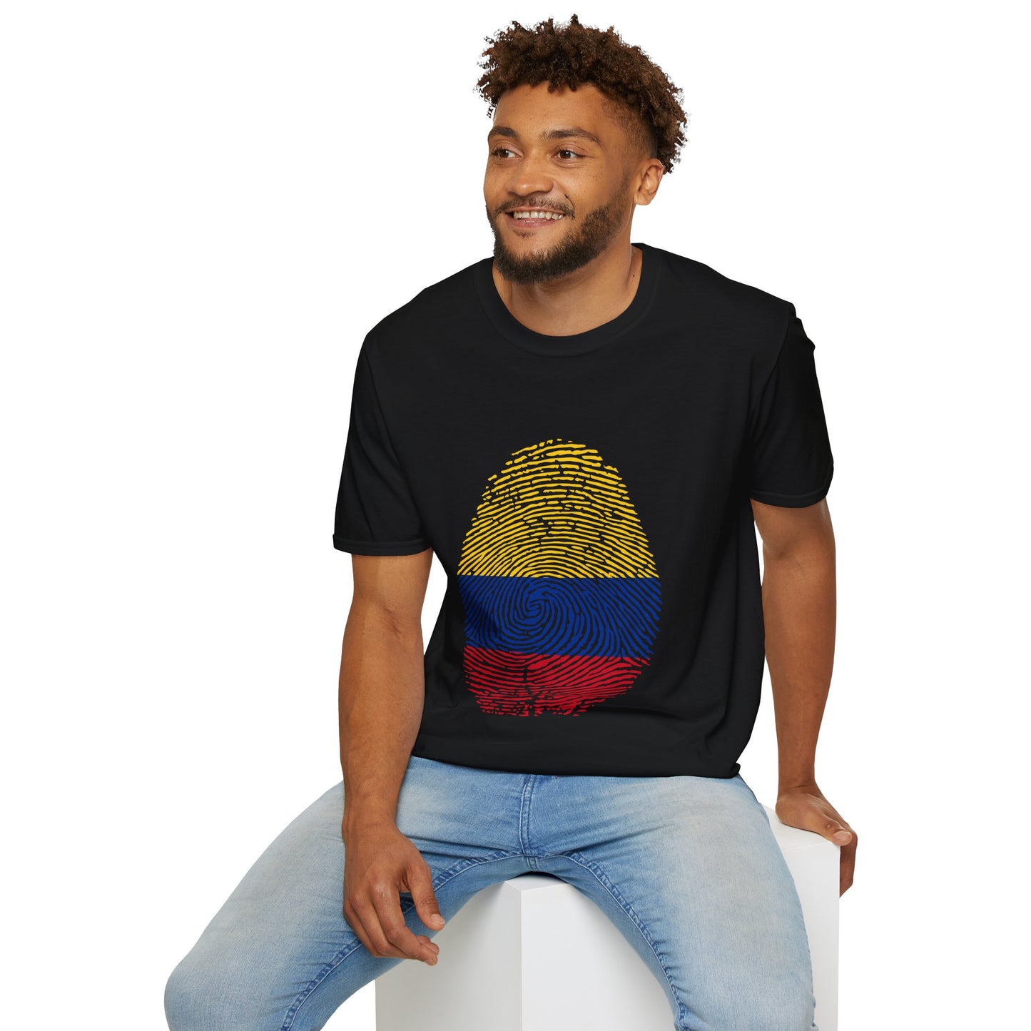 COLOMBIA Fingerprint flag Soccer World Cup Fan T-Shirt (MEN)
