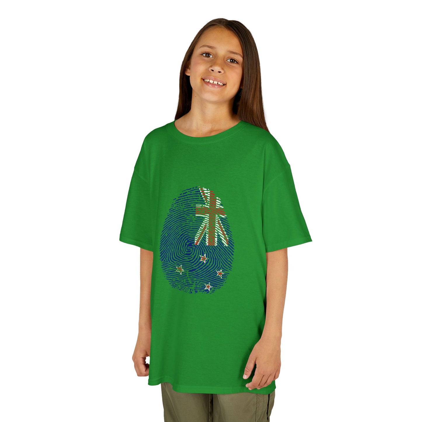 NEW ZEALAND Fingerprint flag Soccer World Cup Fan T-Shirt (KIDS - UNISEX)
