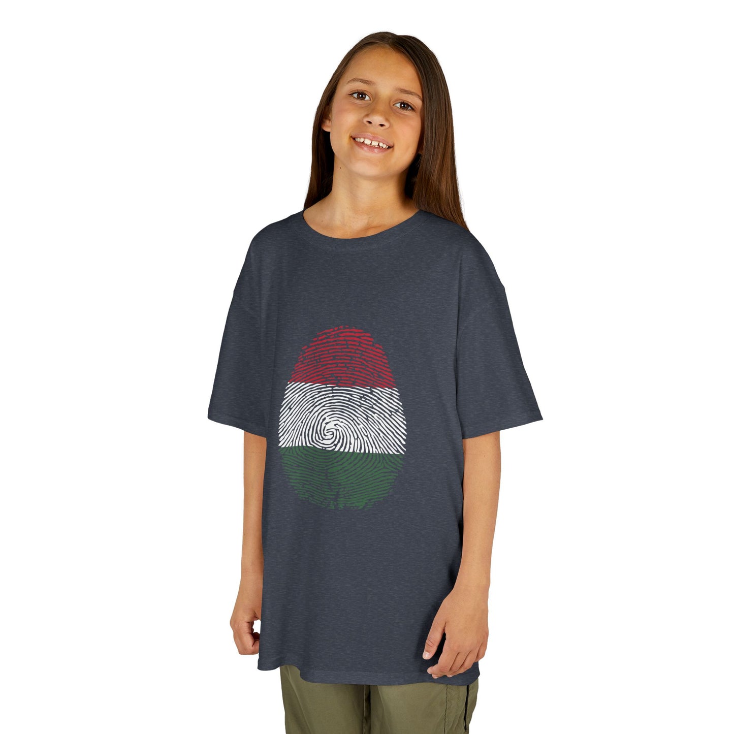 HUNGARY Fingerprint flag Soccer World Cup Fan T-Shirt (KIDS - UNISEX)