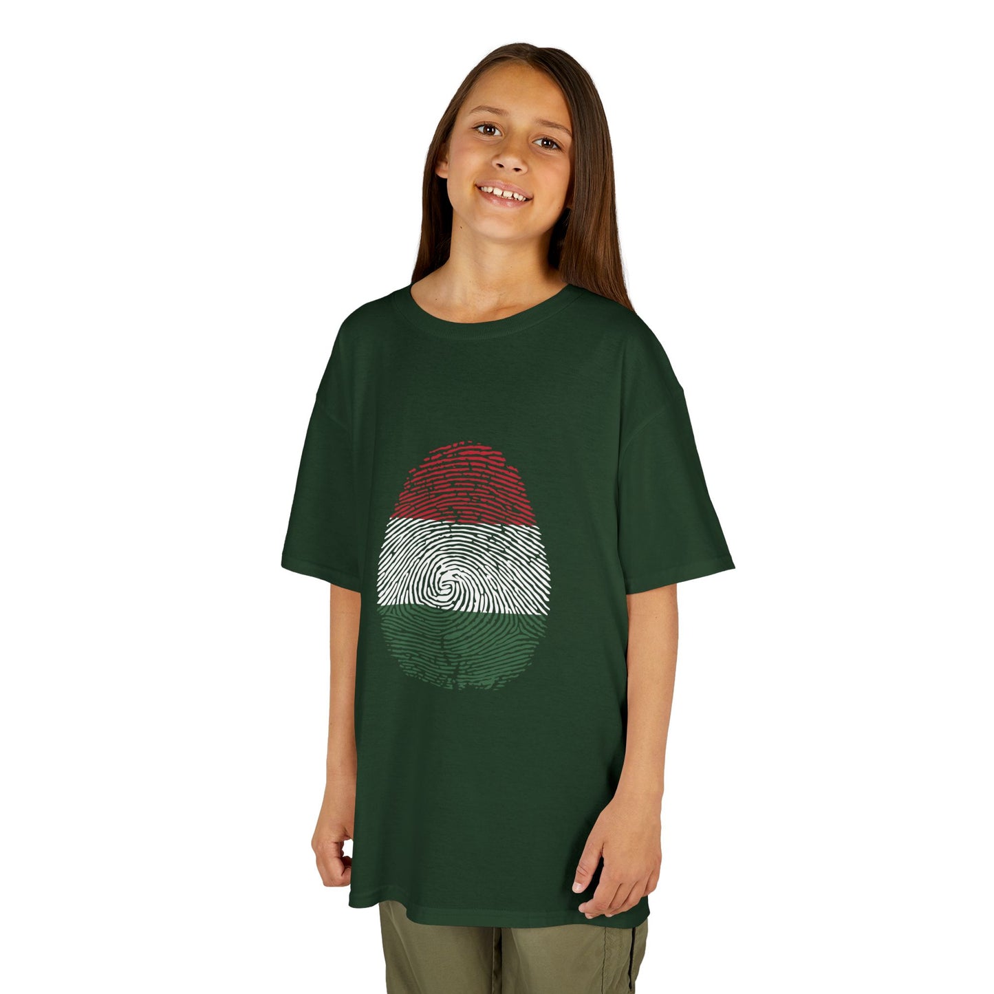 HUNGARY Fingerprint flag Soccer World Cup Fan T-Shirt (KIDS - UNISEX)