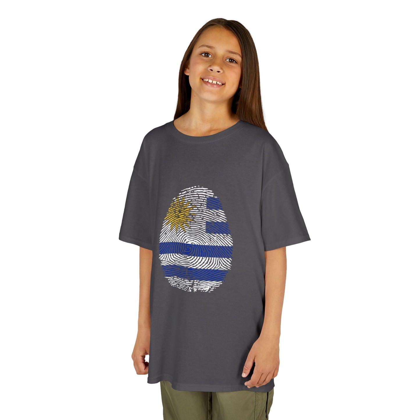 URUGUAY Fingerprint flag Soccer World Cup Fan T-Shirt (KIDS - UNISEX)