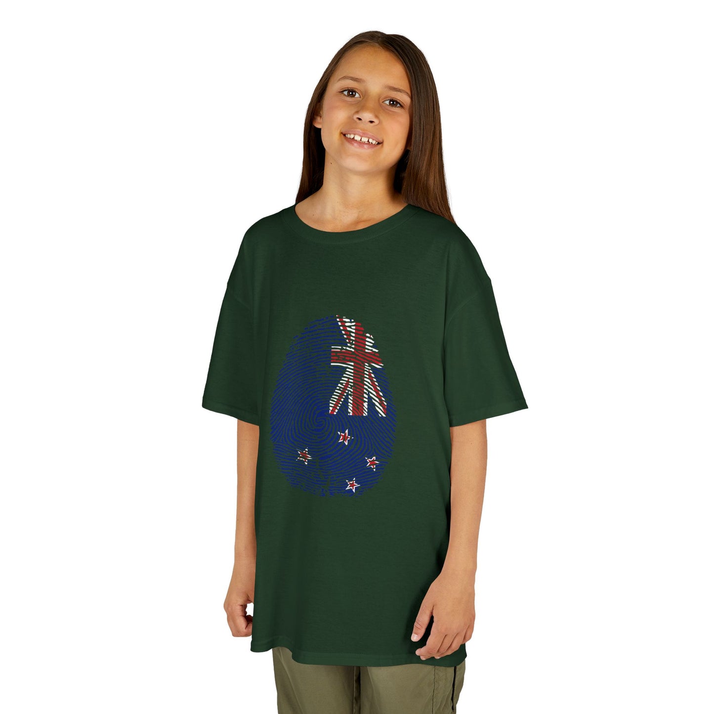 NEW ZEALAND Fingerprint flag Soccer World Cup Fan T-Shirt (KIDS - UNISEX)
