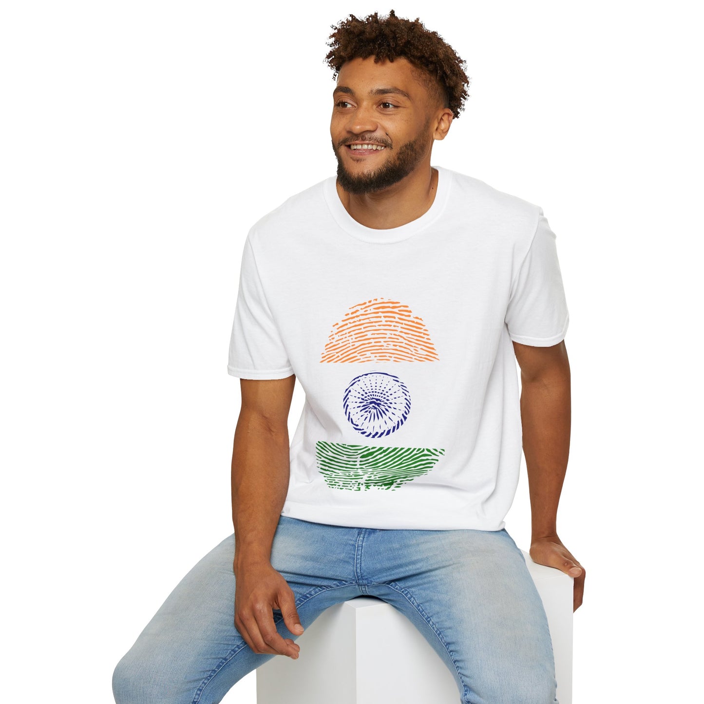 INDIA Fingerprint flag Soccer World Cup Fan T-Shirt (MEN)