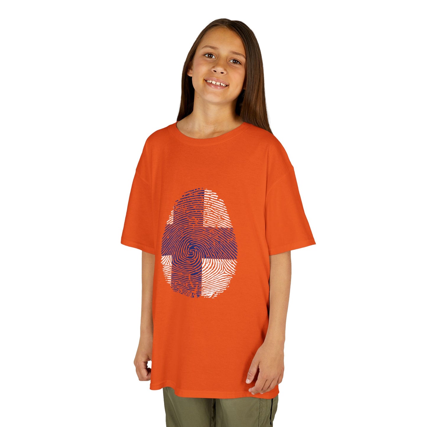 FINLAND Fingerprint flag Soccer World Cup Fan T-Shirt (KIDS - UNISEX)