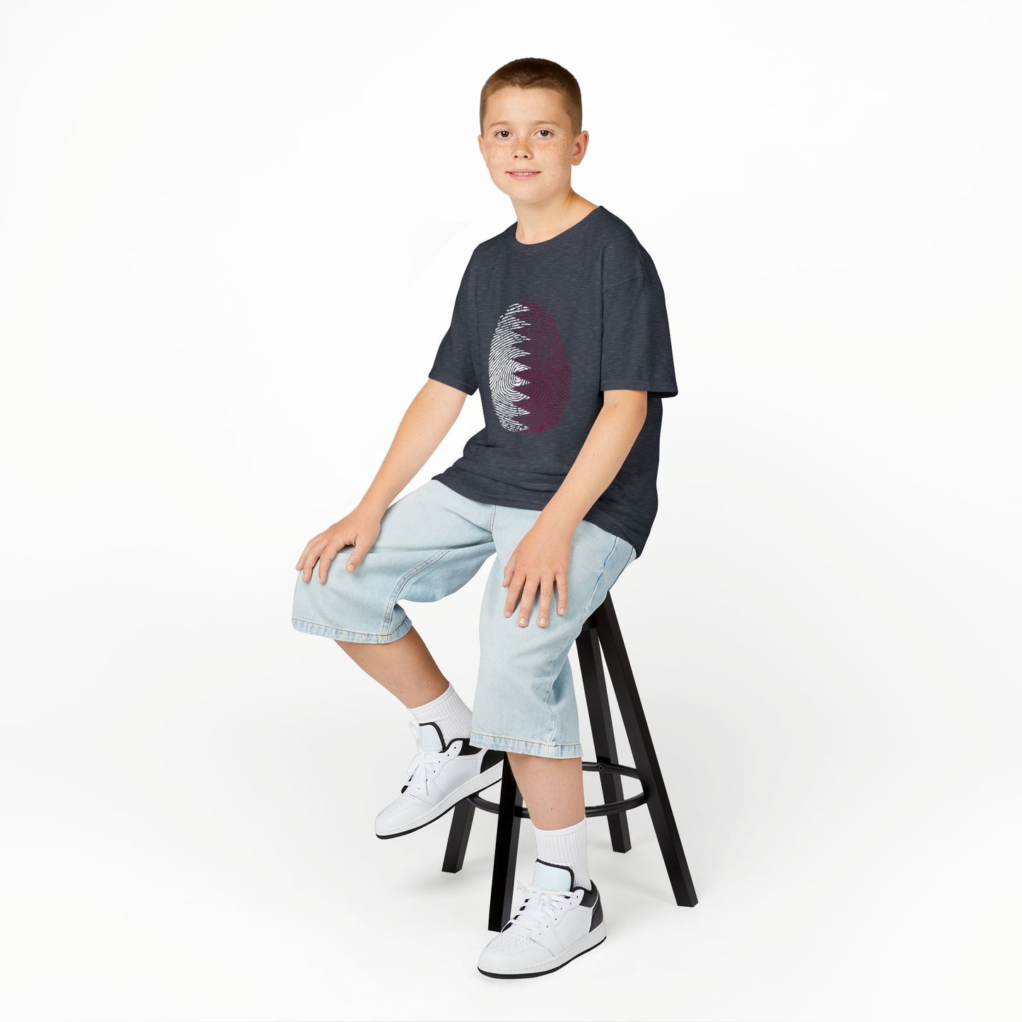 QATAR Fingerprint flag Soccer World Cup Fan T-Shirt (KIDS - UNISEX)