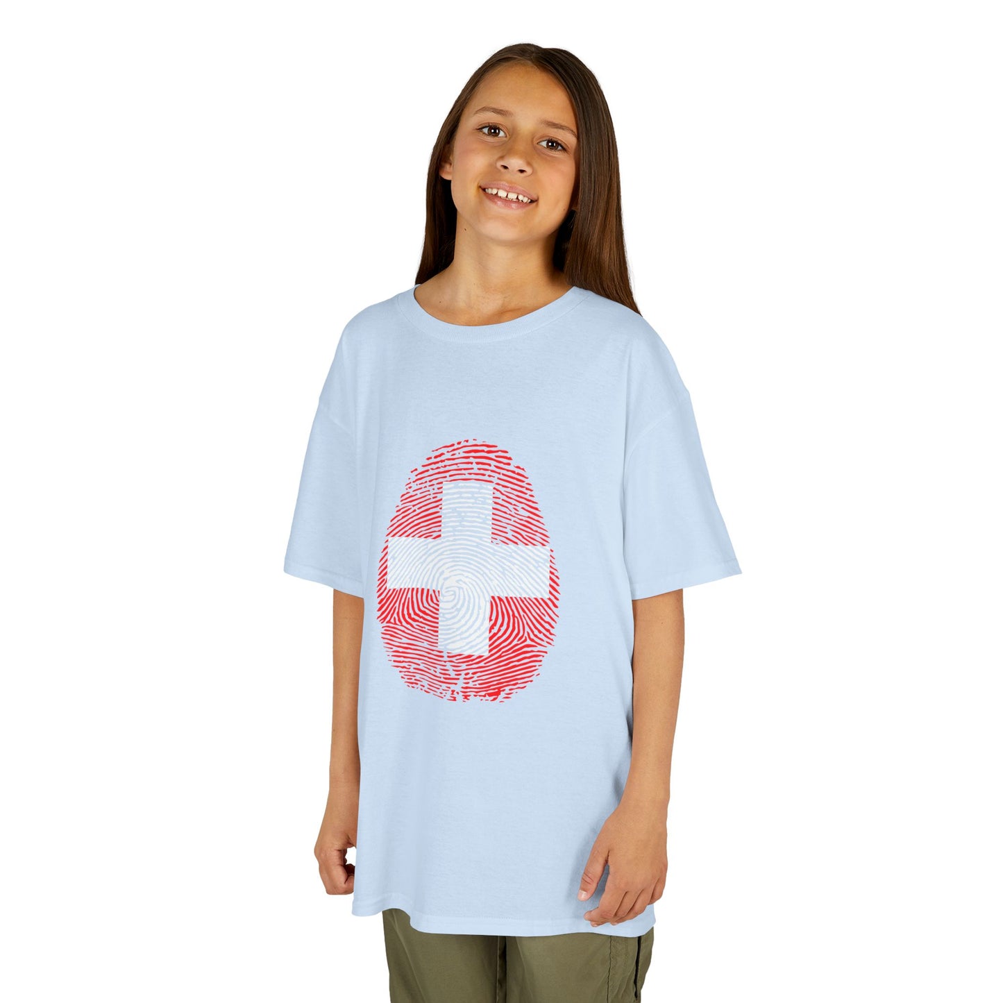 SWITZERLAND Fingerprint flag Soccer World Cup Fan T-Shirt (KIDS - UNISEX)