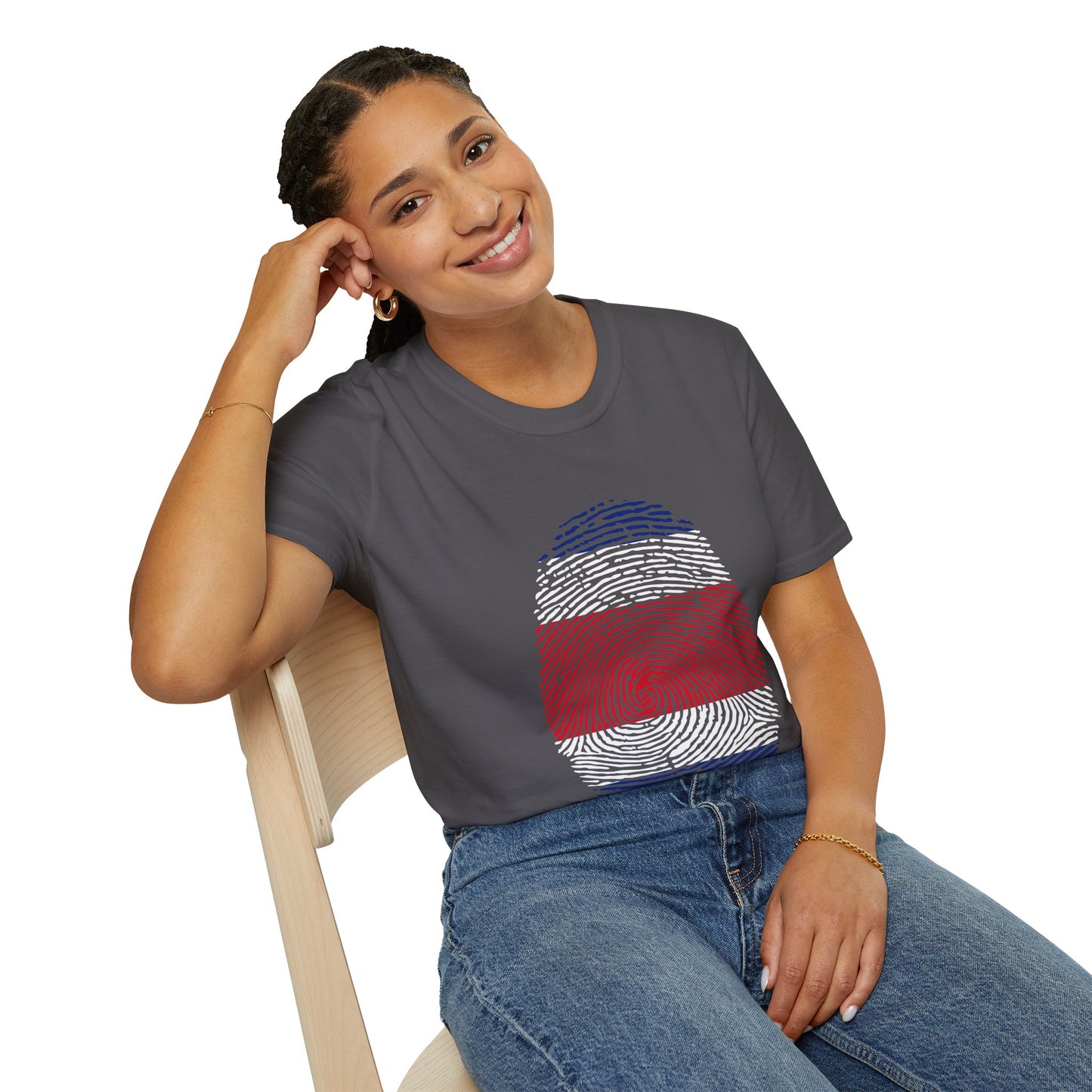 COSTA RICA Fingerprint flag Soccer World Cup Fan T-Shirt (WOMEN)