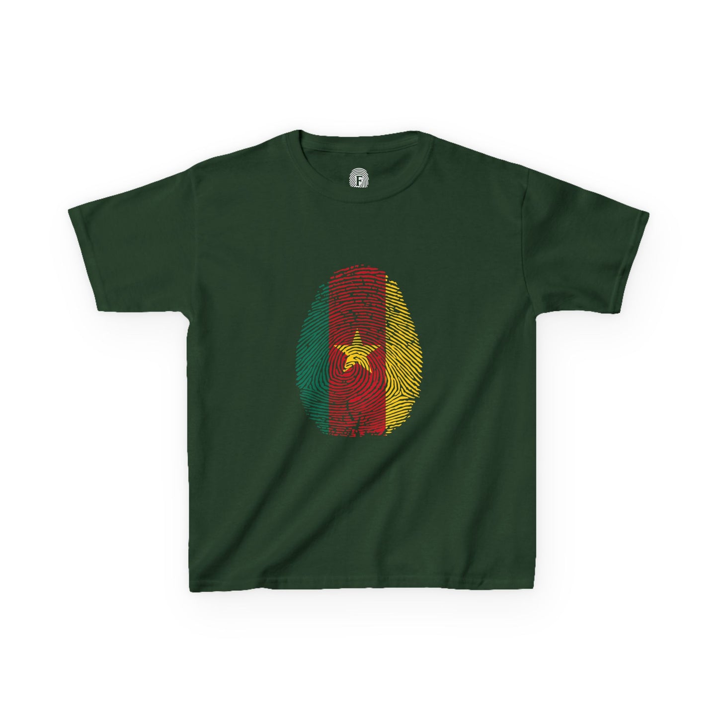 CAMEROON Fingerprint flag Soccer World Cup Fan T-Shirt (KIDS - UNISEX)