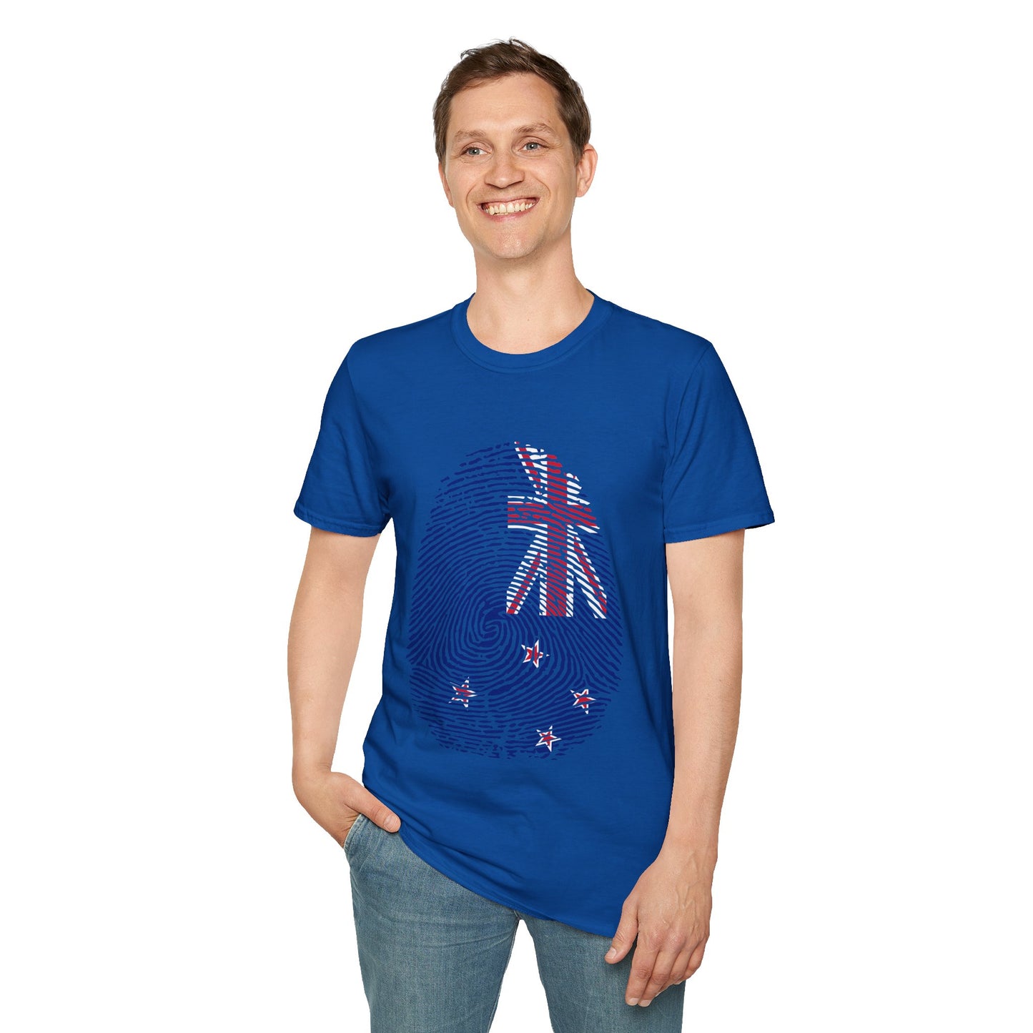 NEW ZEALAND Fingerprint flag Soccer World Cup Fan T-Shirt (MEN)