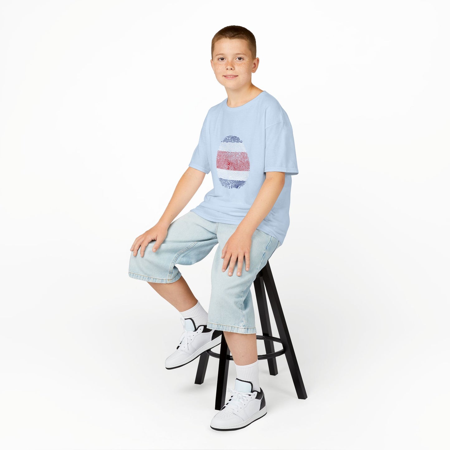 COSTA RICA Fingerprint flag Soccer World Cup Fan T-Shirt (KIDS - UNISEX)