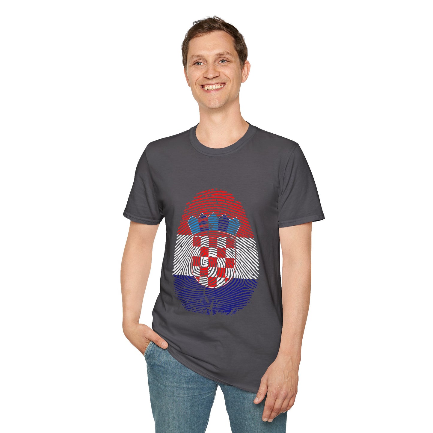 CROATIA Fingerprint flag Soccer World Cup Fan T-Shirt (MEN)
