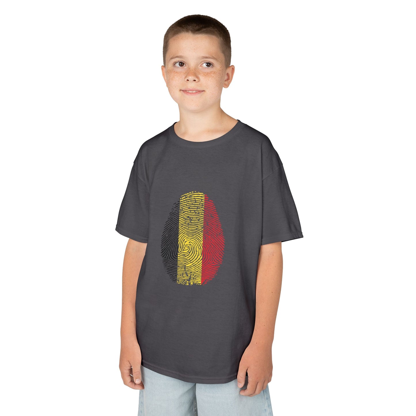 BELGIUM Fingerprint flag Soccer World Cup Fan T-Shirt (KIDS - UNISEX)