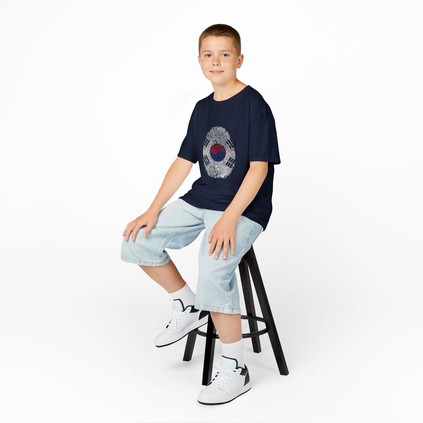 SOUTH KOREA Fingerprint flag Soccer World Cup Fan T-Shirt (KIDS - UNISEX)