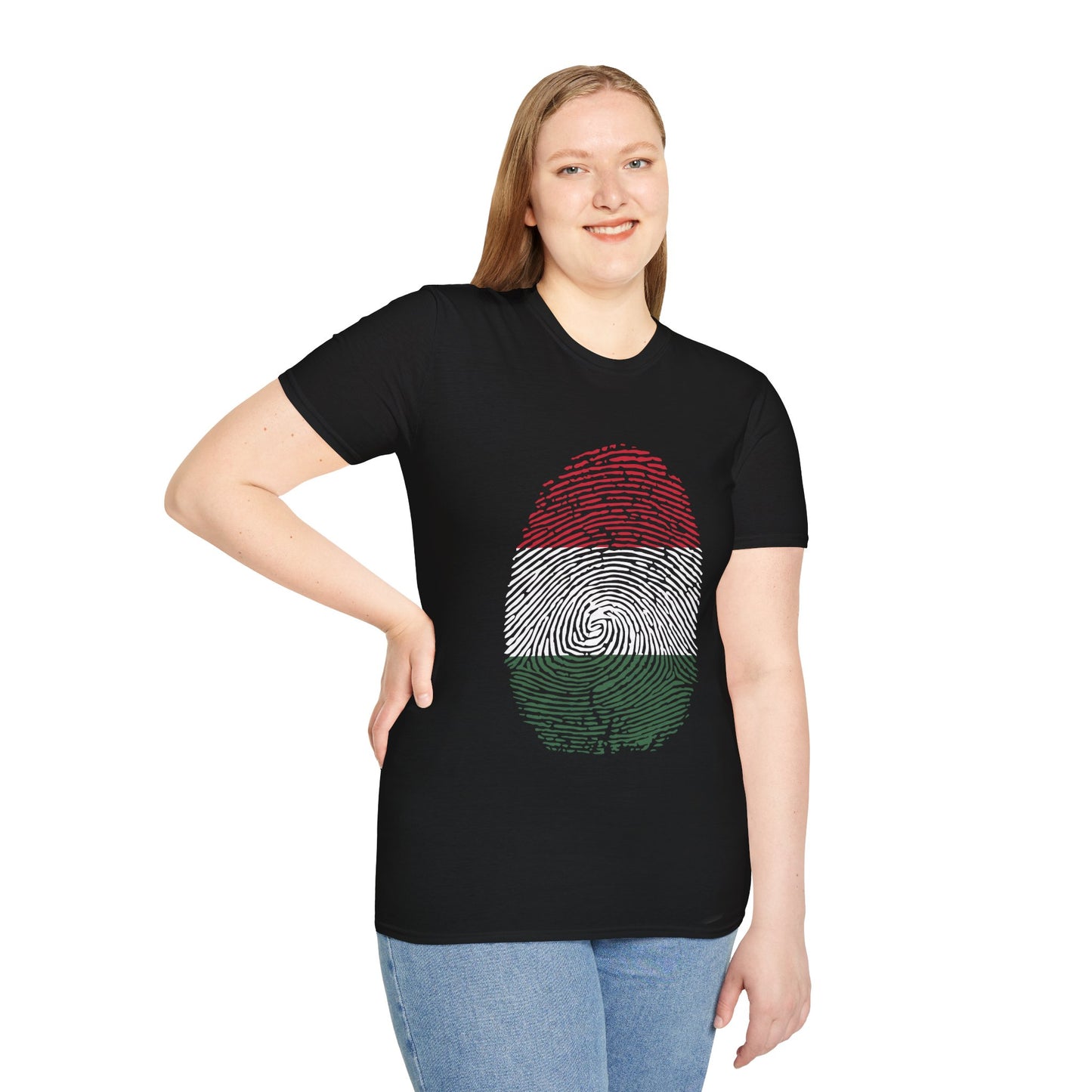 HUNGARY Fingerprint flag Soccer World Cup Fan T-Shirt (WOMEN)