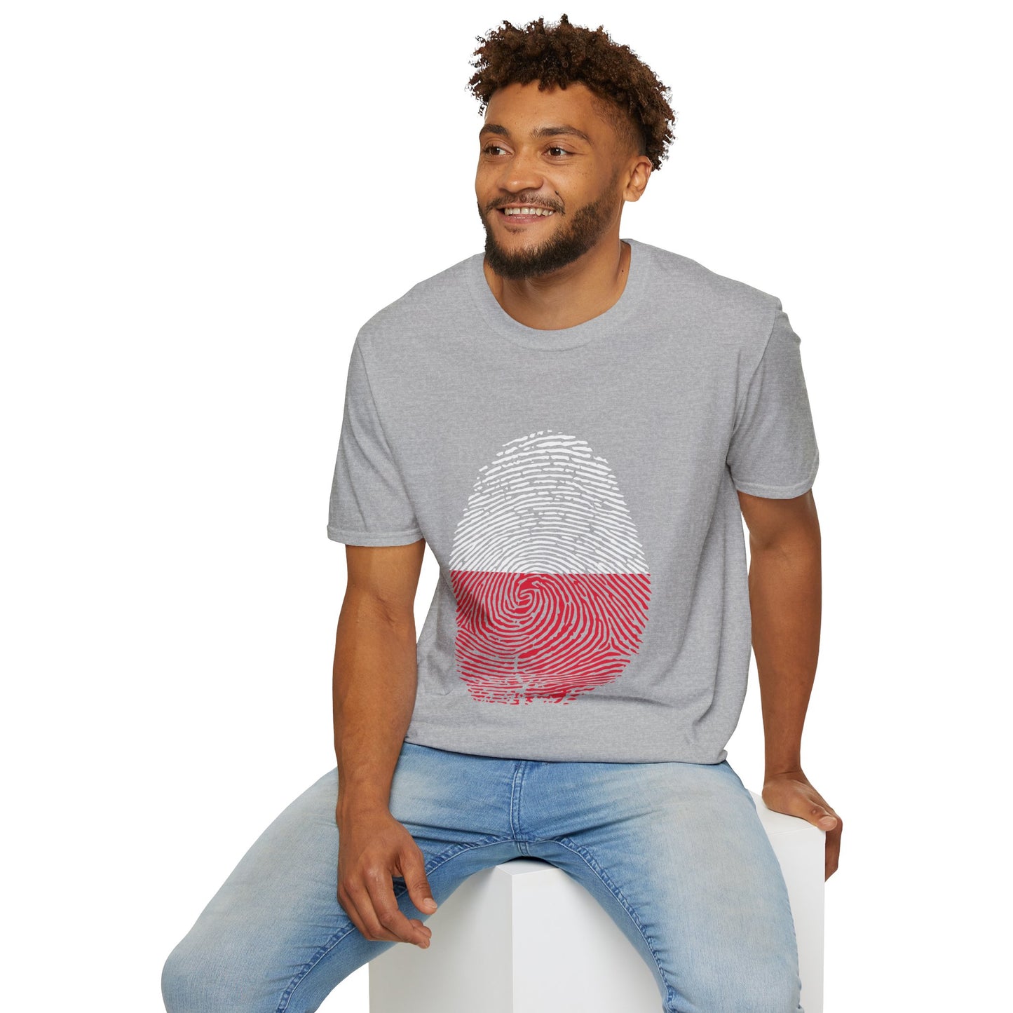 POLAND Fingerprint flag Soccer World Cup Fan T-Shirt (MEN)