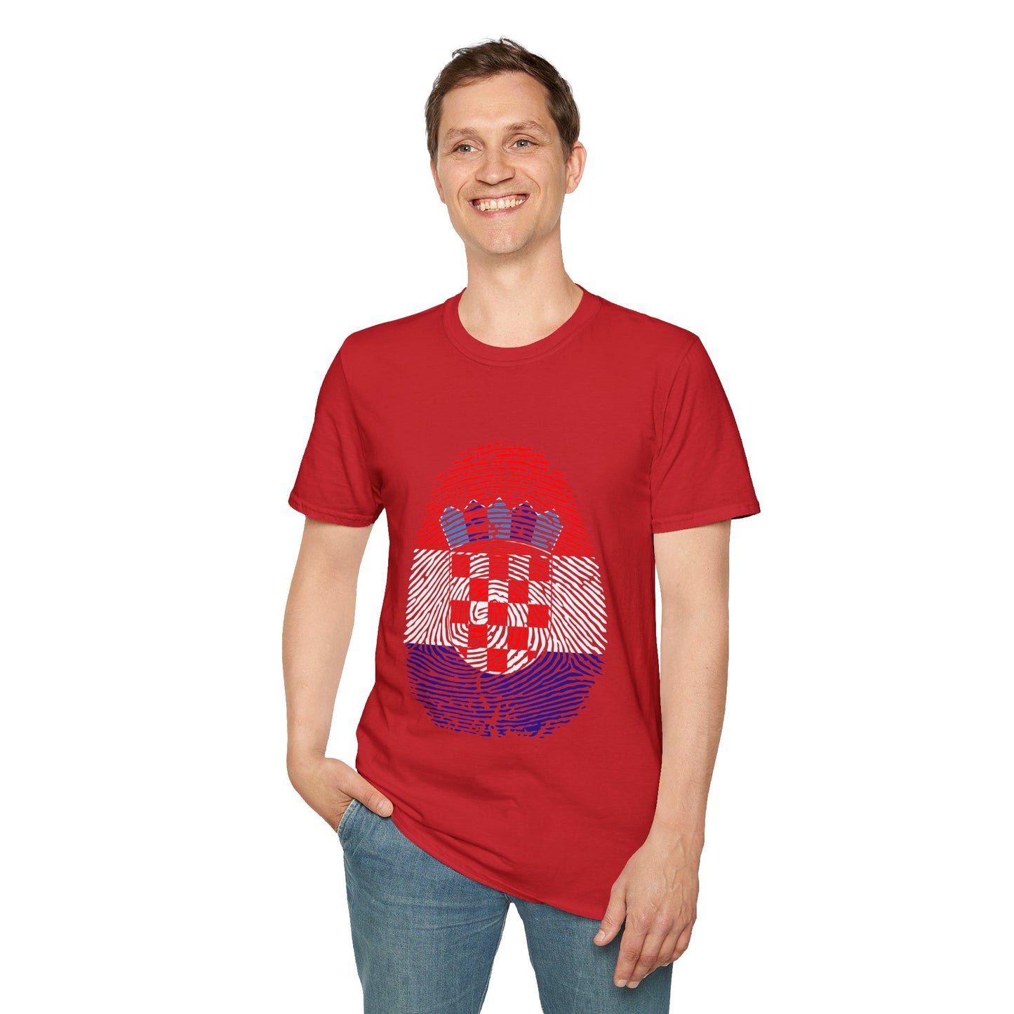 CROATIA Fingerprint flag Soccer World Cup Fan T-Shirt (MEN)