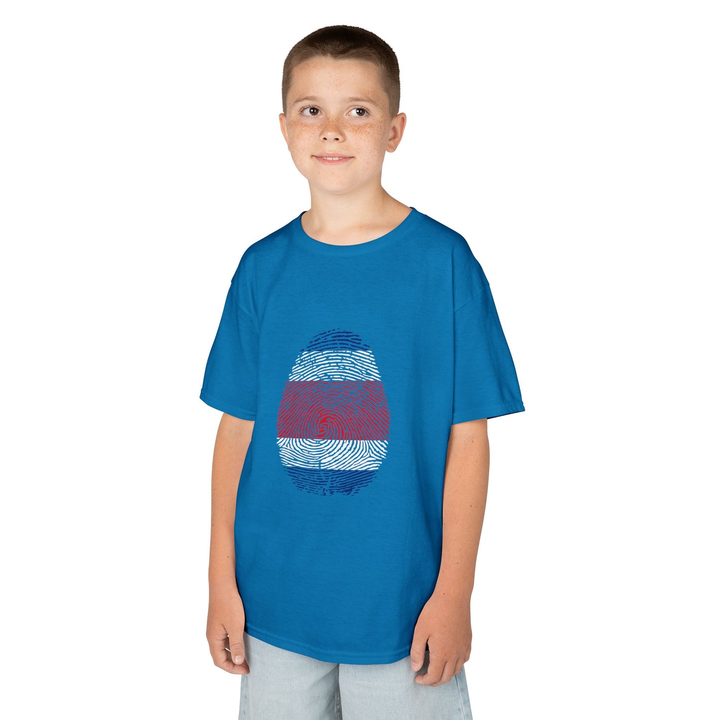 COSTA RICA Fingerprint flag Soccer World Cup Fan T-Shirt (KIDS - UNISEX)