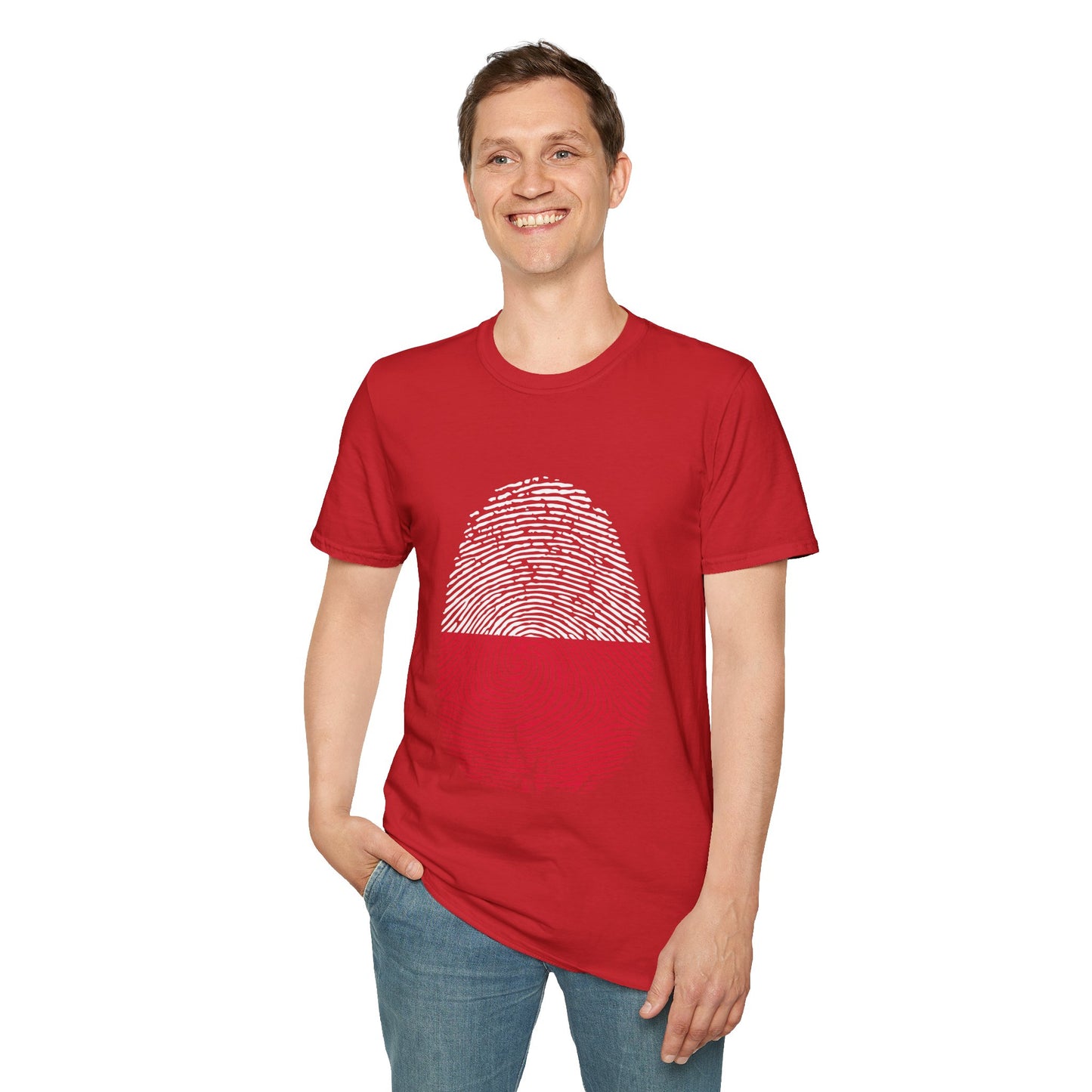 POLAND Fingerprint flag Soccer World Cup Fan T-Shirt (MEN)