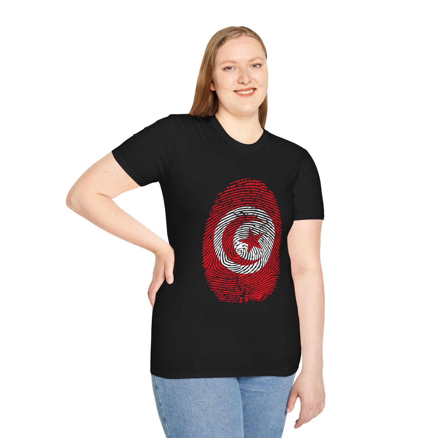 TUNISIA Fingerprint flag Soccer World Cup Fan T-Shirt (WOMEN)