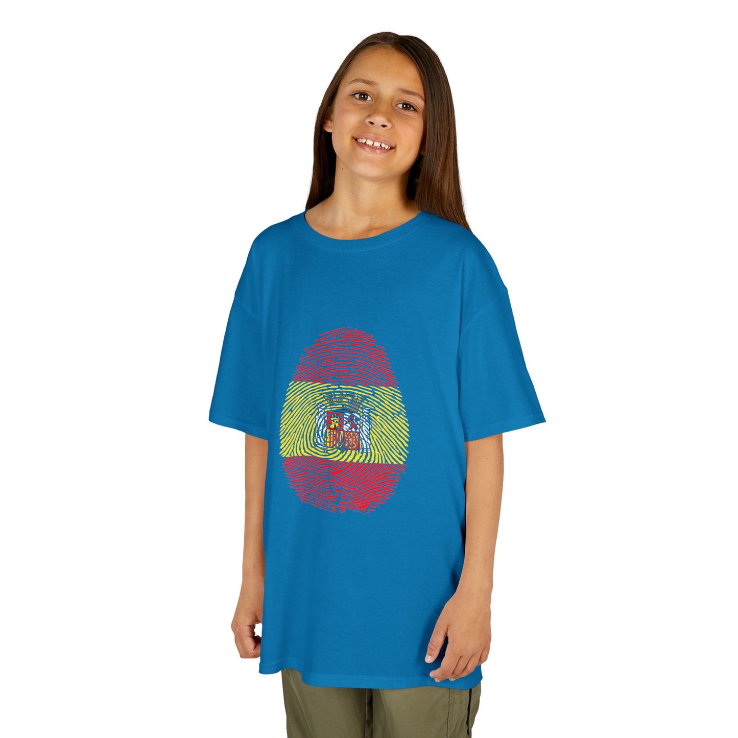 SPAIN Fingerprint flag Soccer World Cup Fan T-Shirt (KIDS - UNISEX)