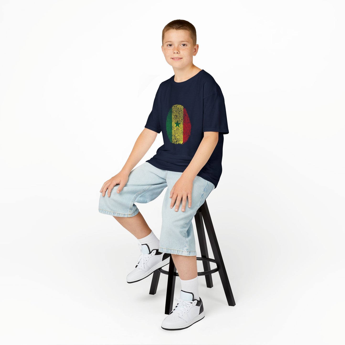 SENEGAL Fingerprint flag Soccer World Cup Fan T-Shirt (KIDS - UNISEX)