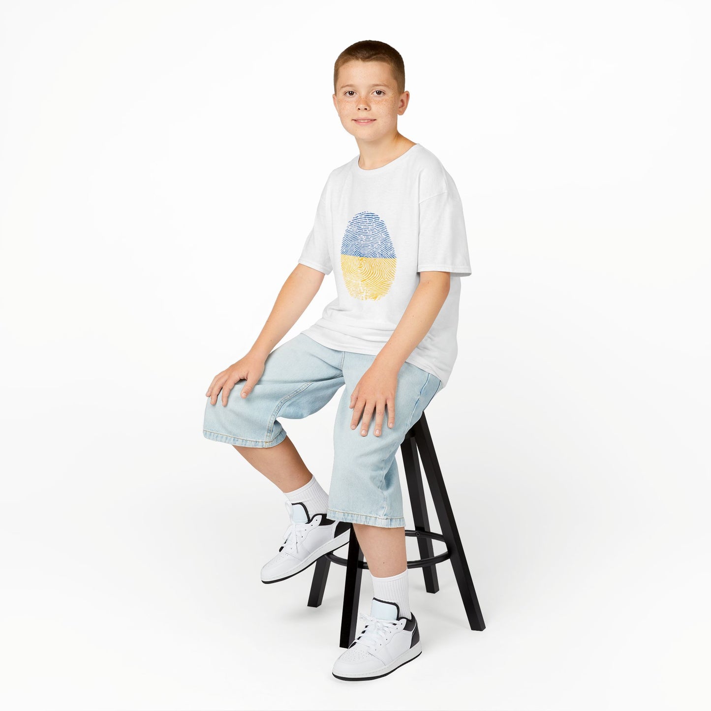 UKRAINE Fingerprint flag Soccer World Cup Fan T-Shirt (KIDS - UNISEX)