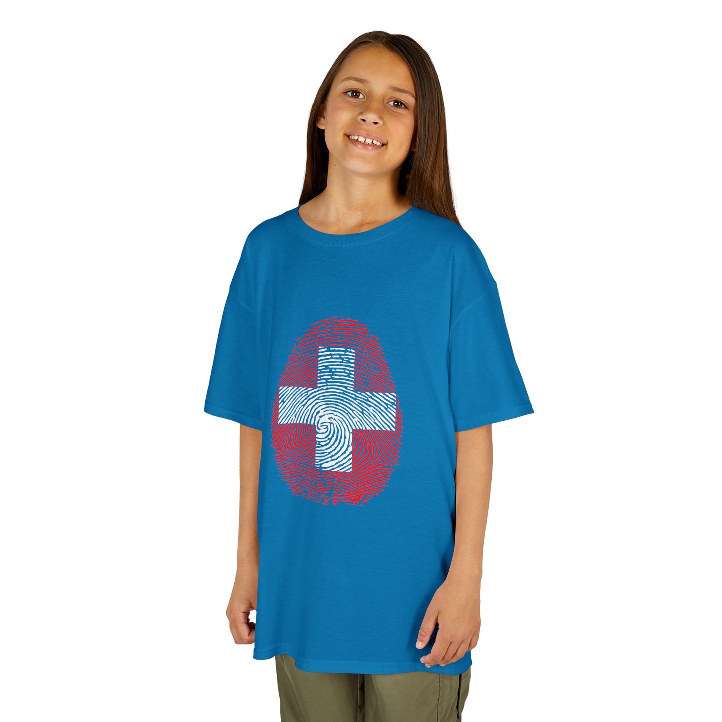 SWITZERLAND Fingerprint flag Soccer World Cup Fan T-Shirt (KIDS - UNISEX)