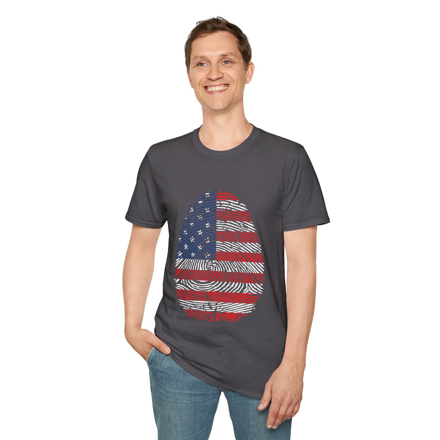 USA Fingerprint flag Soccer World Cup Fan T-Shirt (MEN)