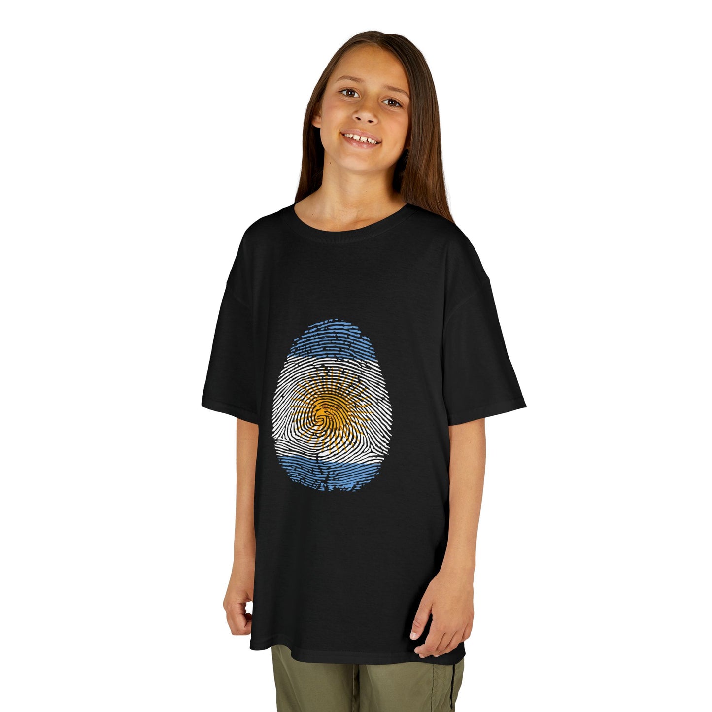 ARGENTINA Fingerprint flag Soccer World Cup Fan T-Shirt (KIDS - UNISEX)