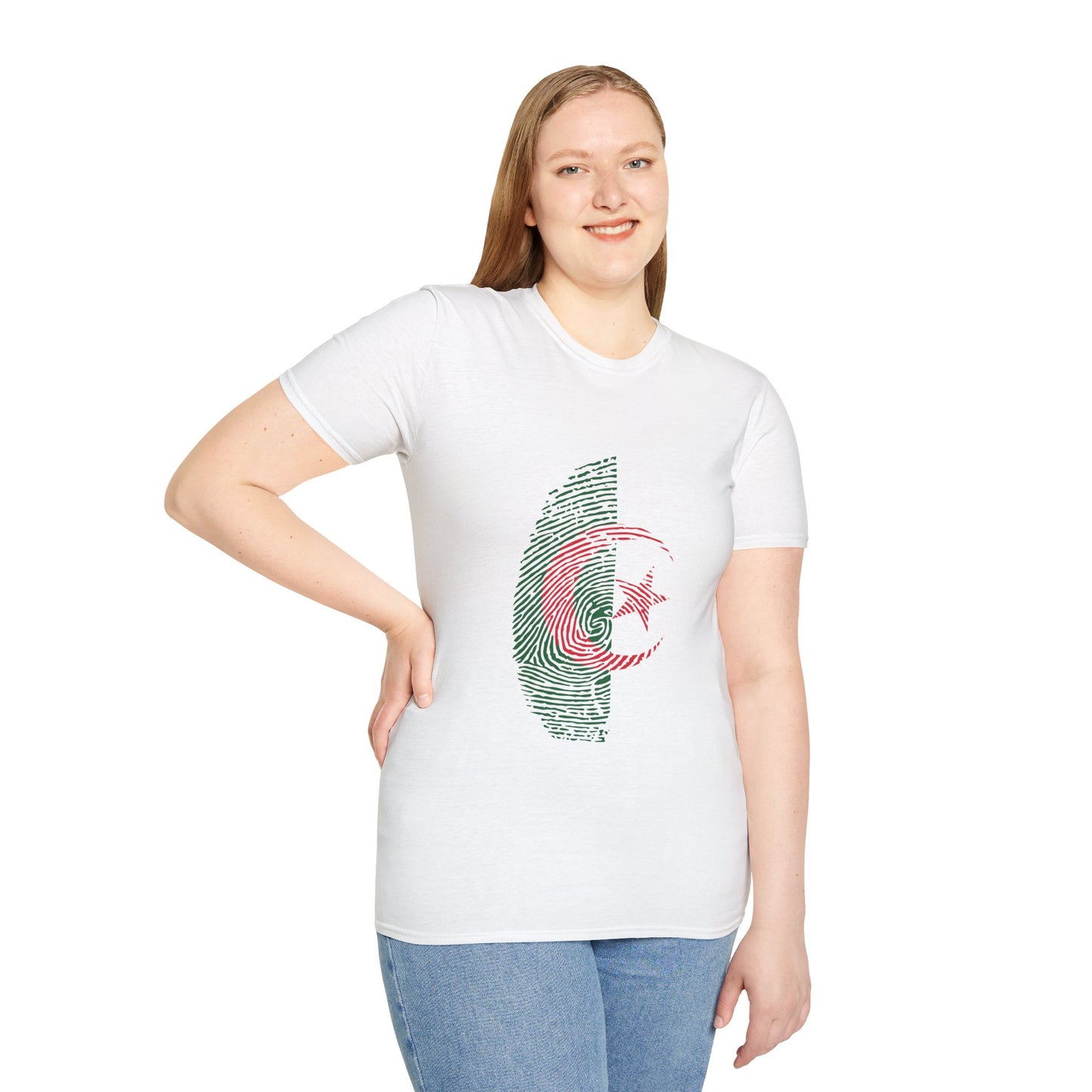 ALGERIA Fingerprint flag Soccer World Cup Fan T-Shirt (WOMEN)