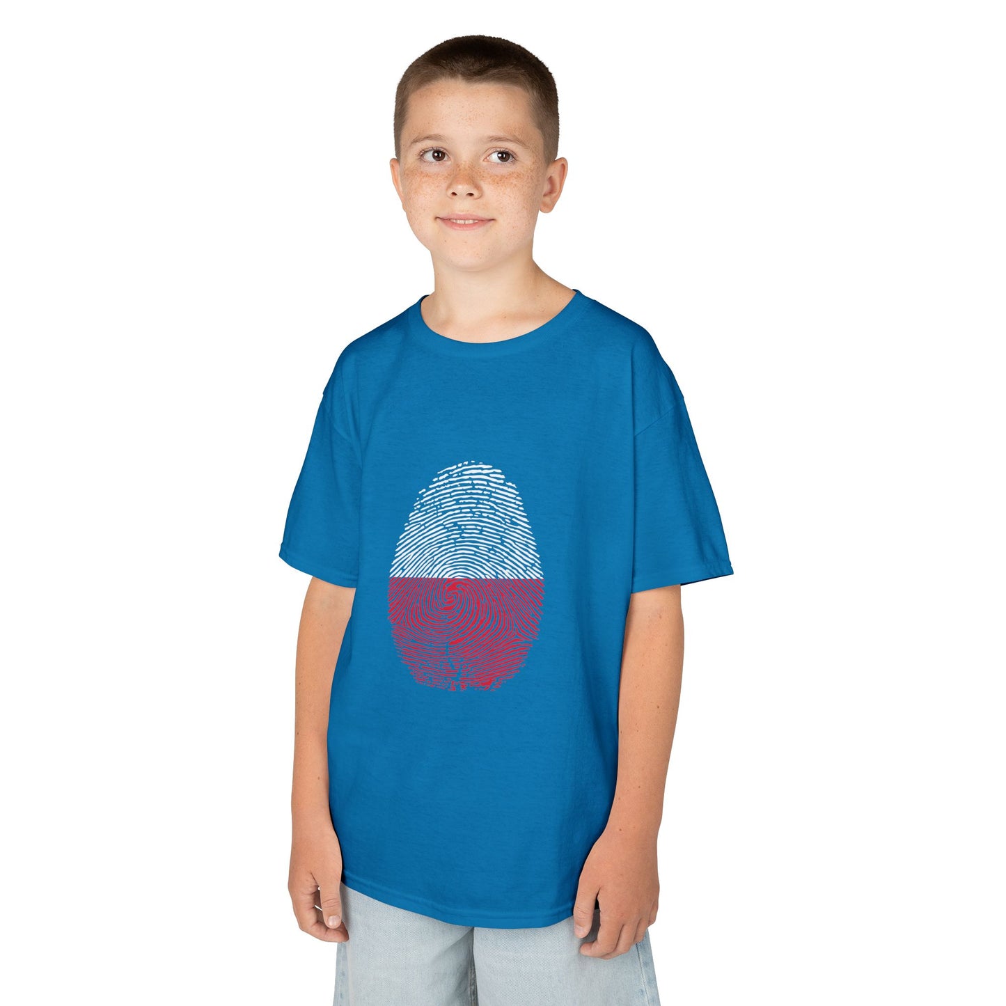 POLAND Fingerprint flag Soccer World Cup Fan T-Shirt (KIDS - UNISEX)
