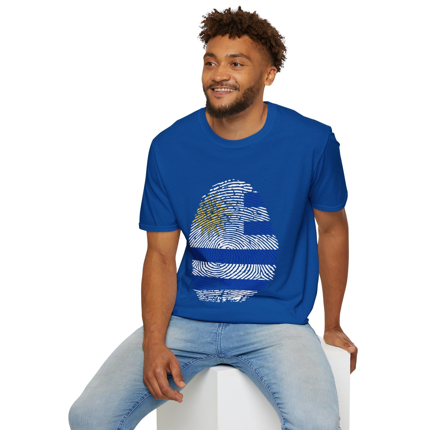 URUGUAY Fingerprint flag Soccer World Cup Fan T-Shirt (MEN)
